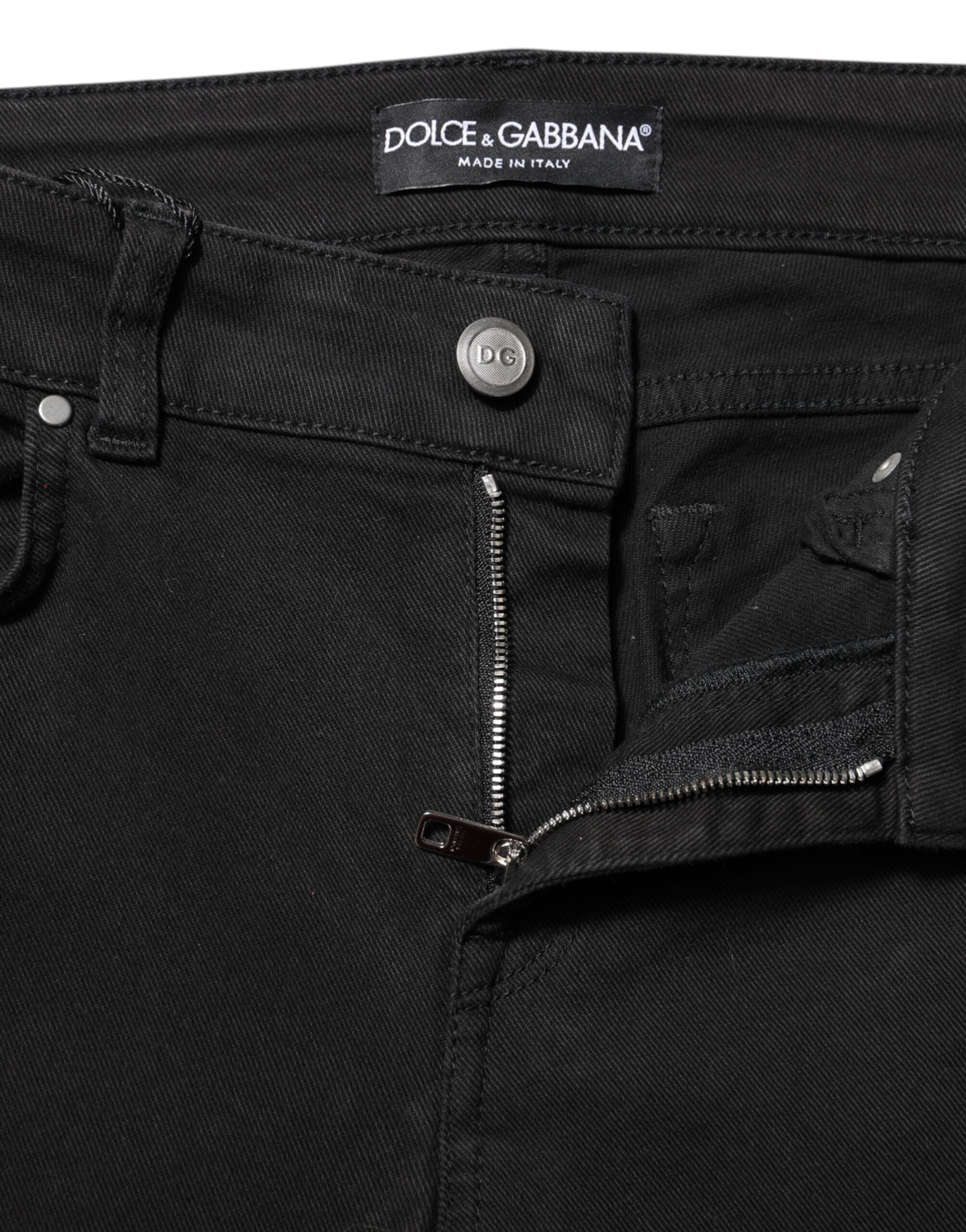 Dolce &amp; Gabbana Sorte Bomulds Skinny Mellemhøjtaljede Denim Jeans