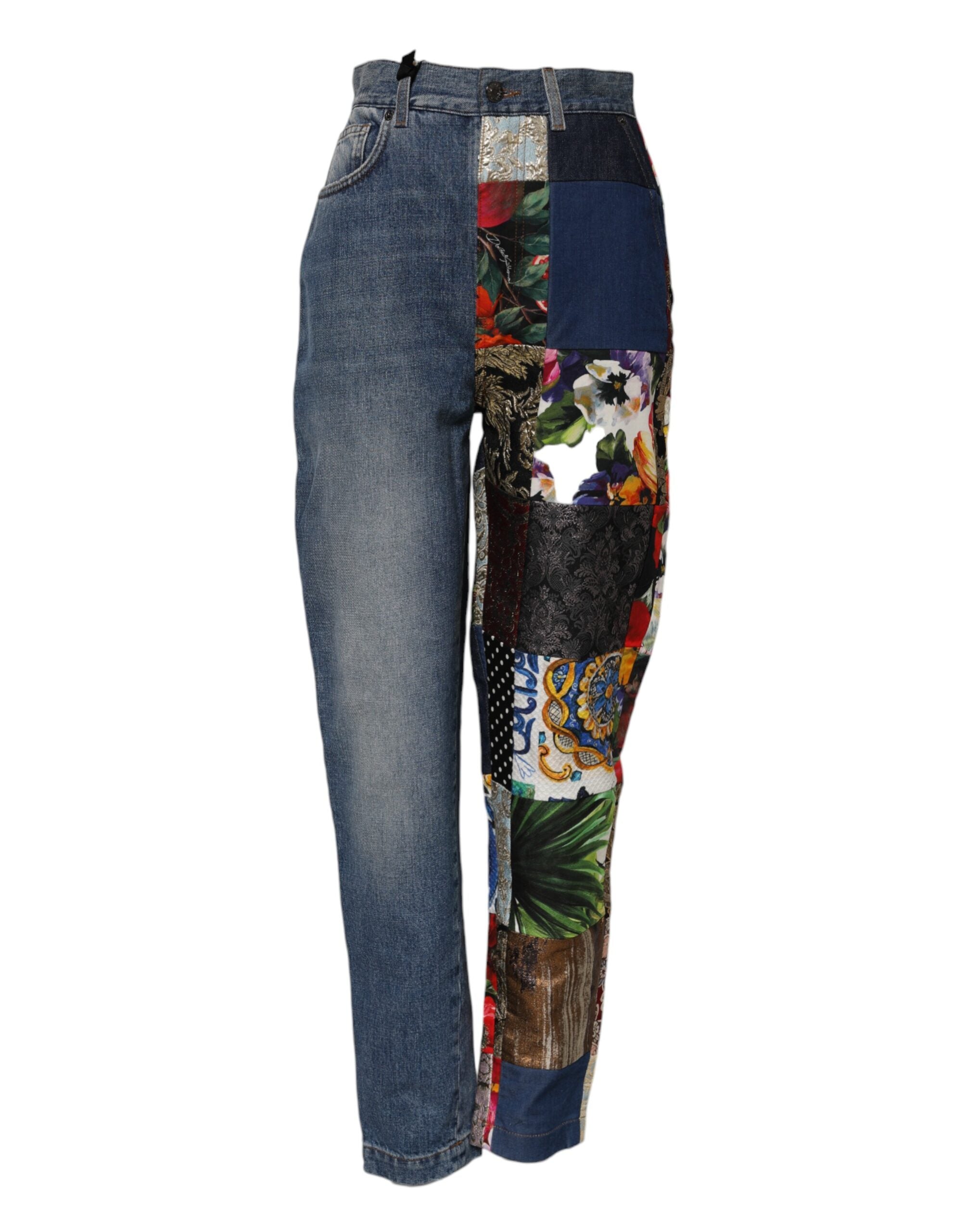 Dolce &amp; Gabbana Blå AMBER Patchwork Højtaljede Denim Jeans