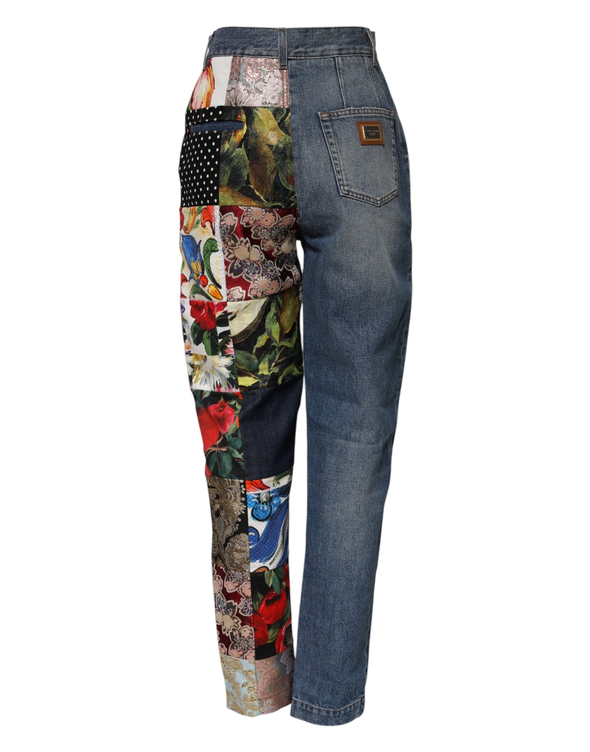 Dolce &amp; Gabbana Blå AMBER Patchwork Højtaljede Denim Jeans