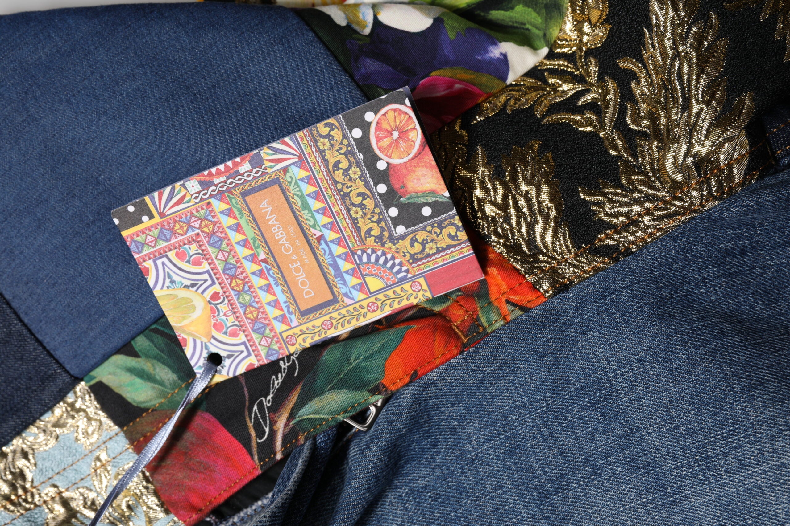 Dolce &amp; Gabbana Blå AMBER Patchwork Højtaljede Denim Jeans