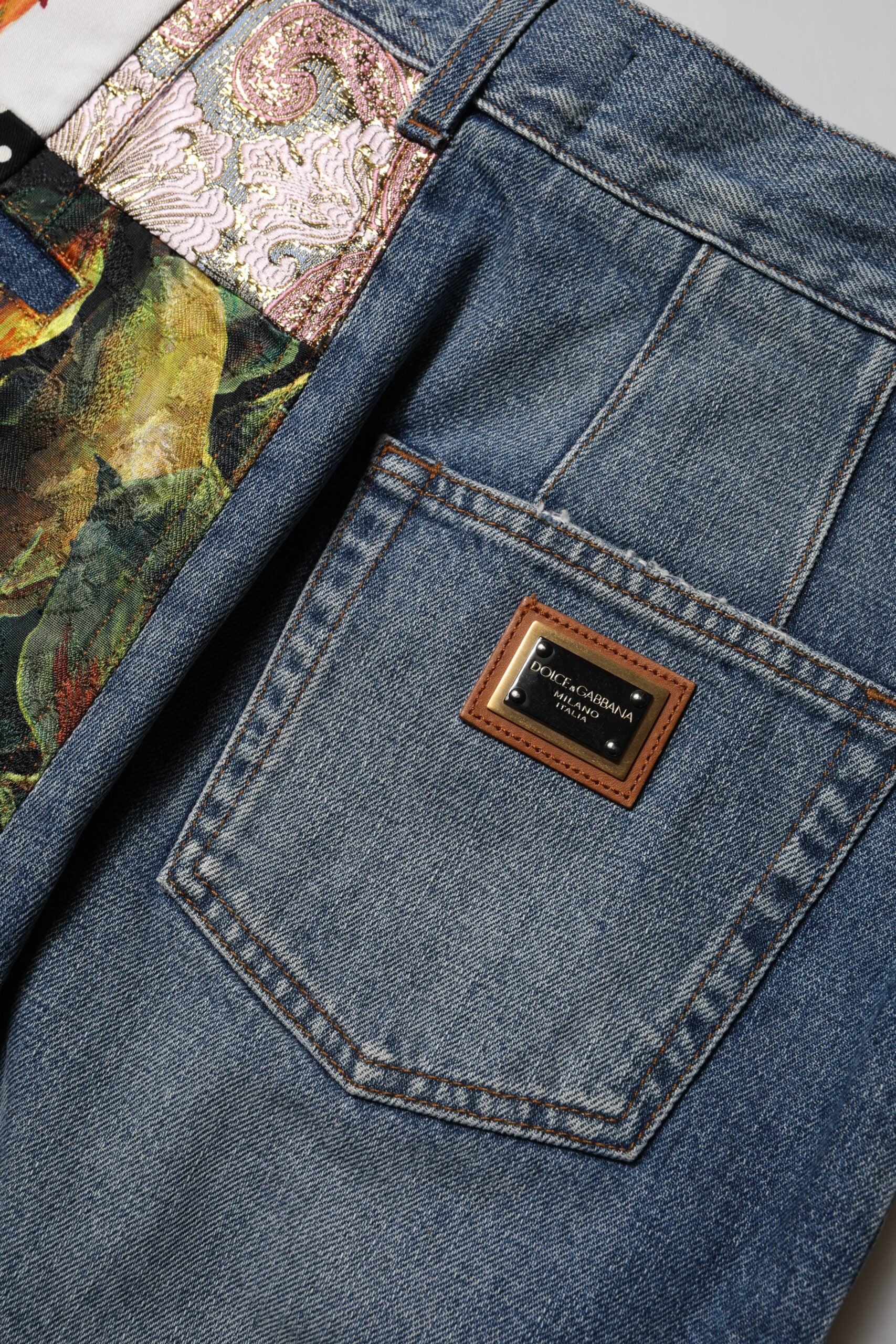 Dolce &amp; Gabbana Blå AMBER Patchwork Højtaljede Denim Jeans