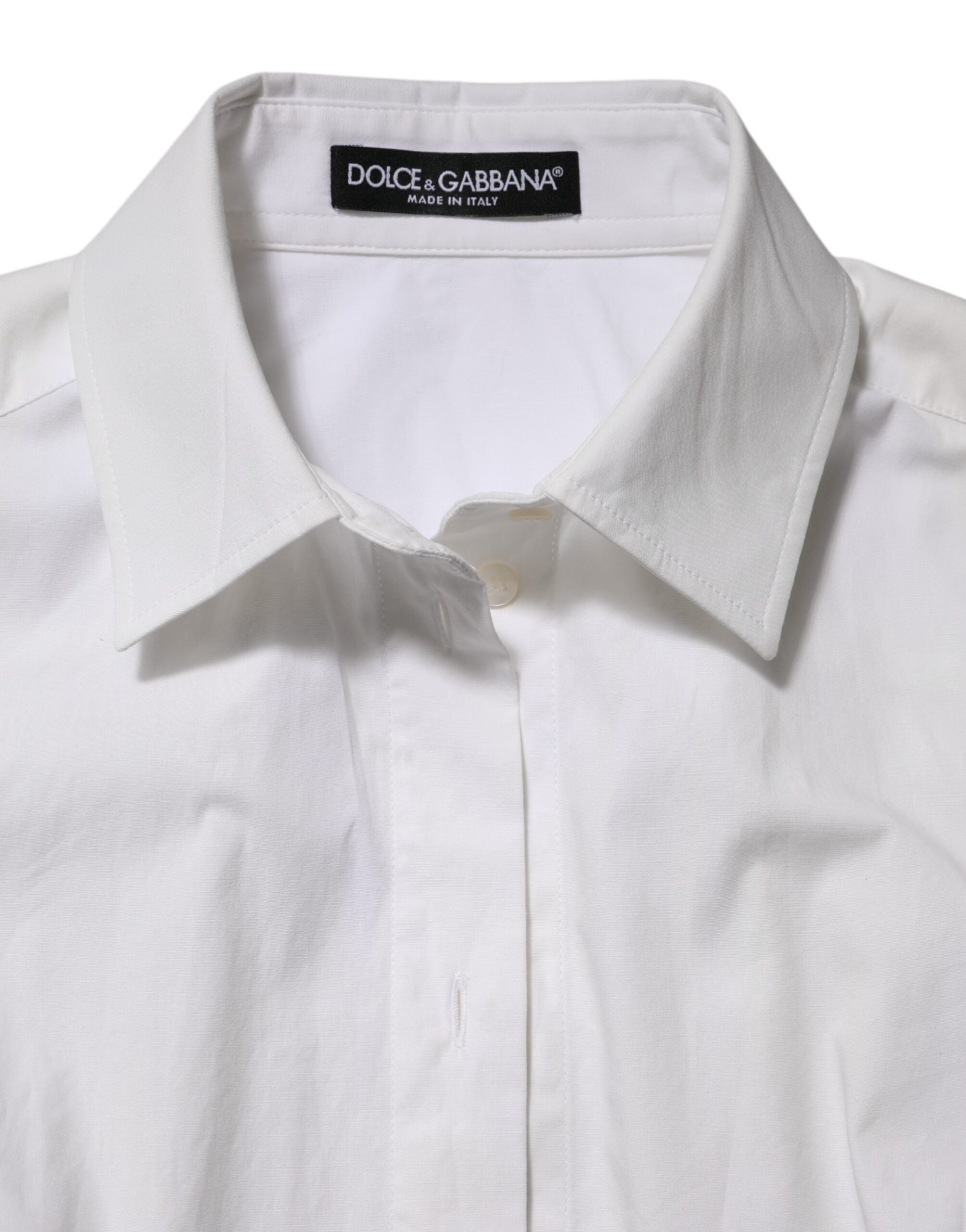 Dolce &amp; Gabbana Vit bomullsskjorta med långa ärmar och krage