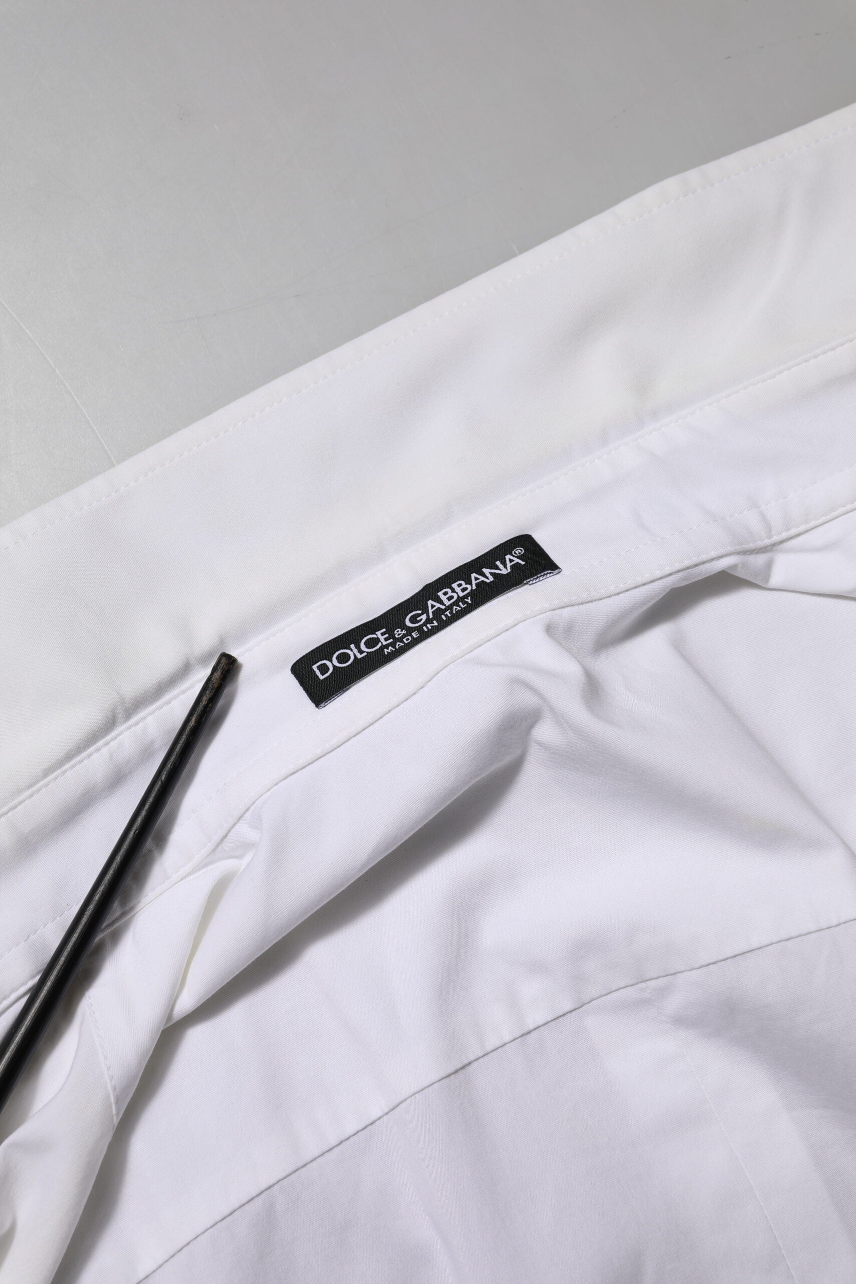 Dolce &amp; Gabbana Vit bomullsskjorta med långa ärmar och krage