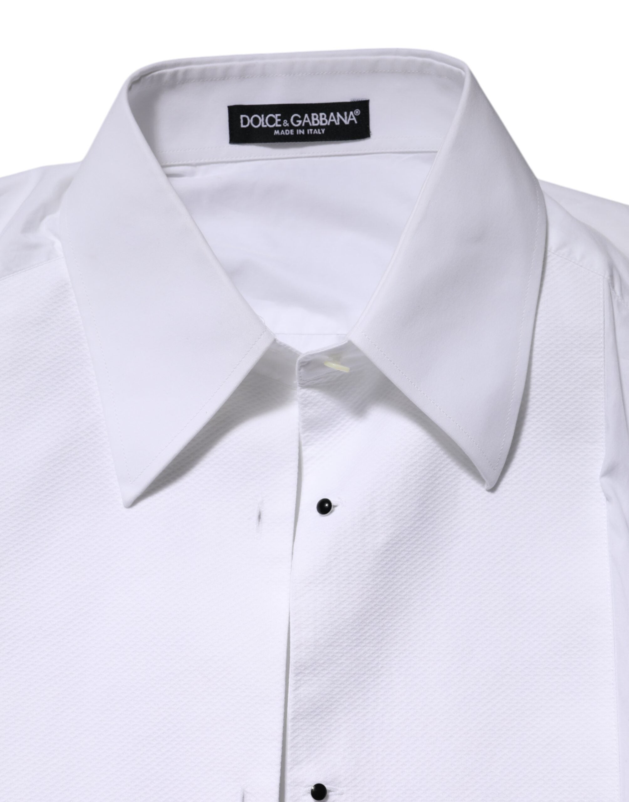 Dolce &amp; Gabbana Hvid Bomuld Langærmet Top med Krave