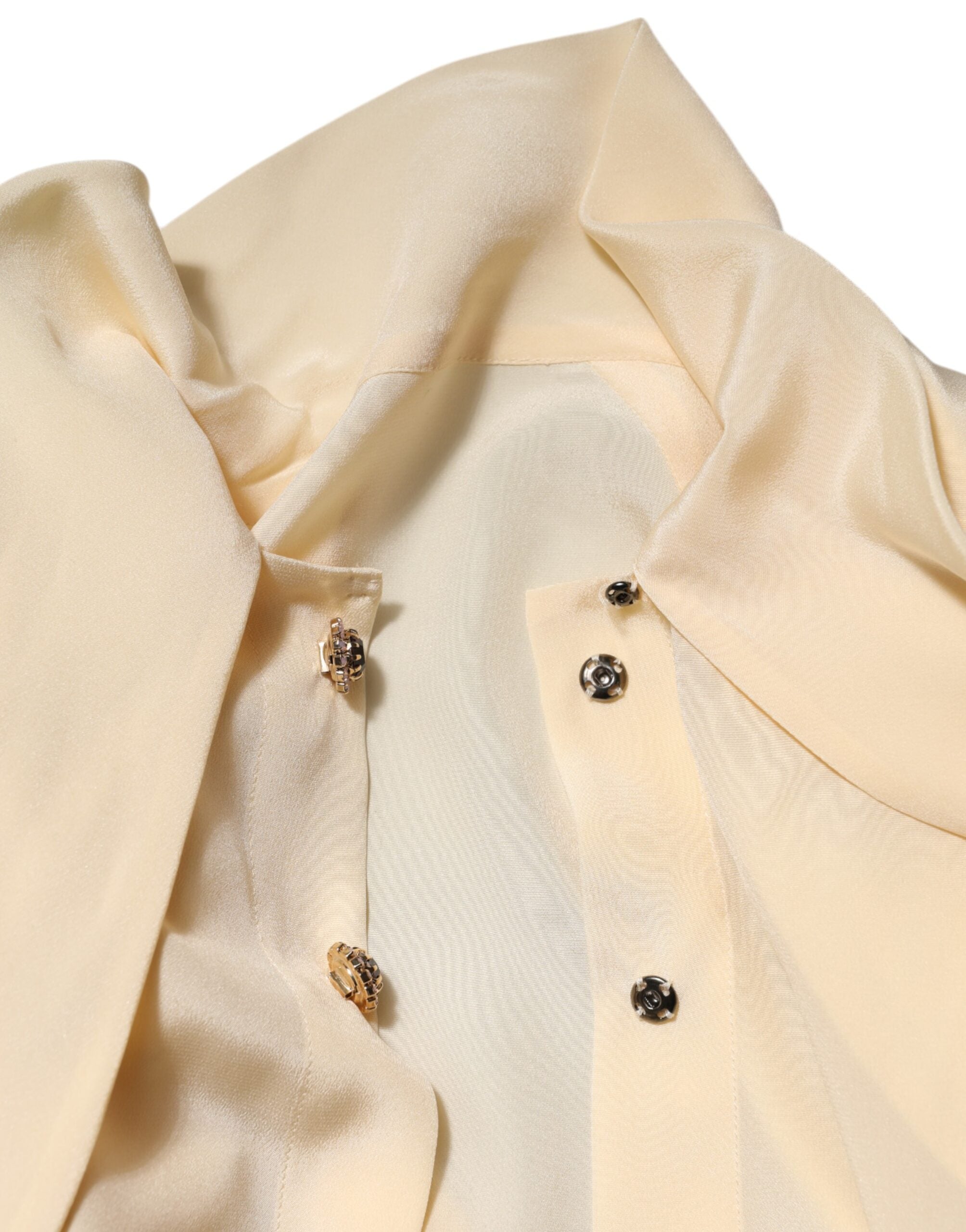 Dolce &amp; Gabbana Lysegul Silke Ascot Kravet Bluse Top
