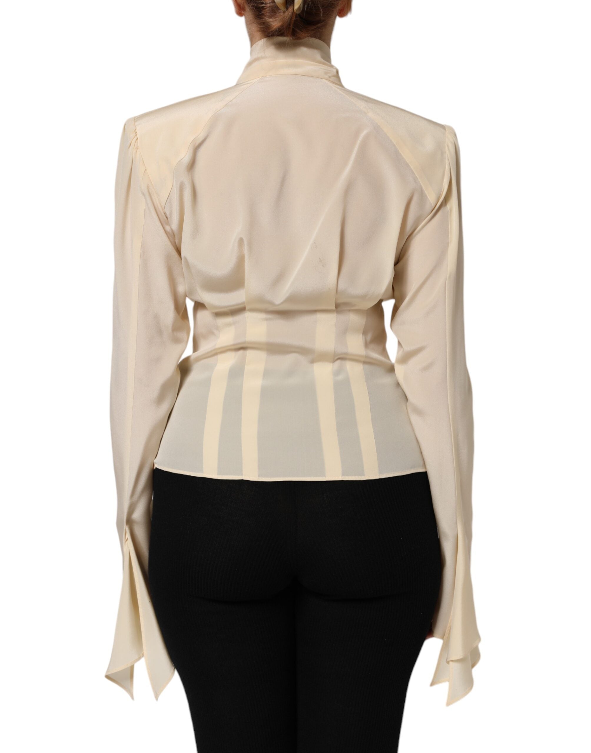 Dolce &amp; Gabbana Lysegul Ascot-krave med knapper i bluse