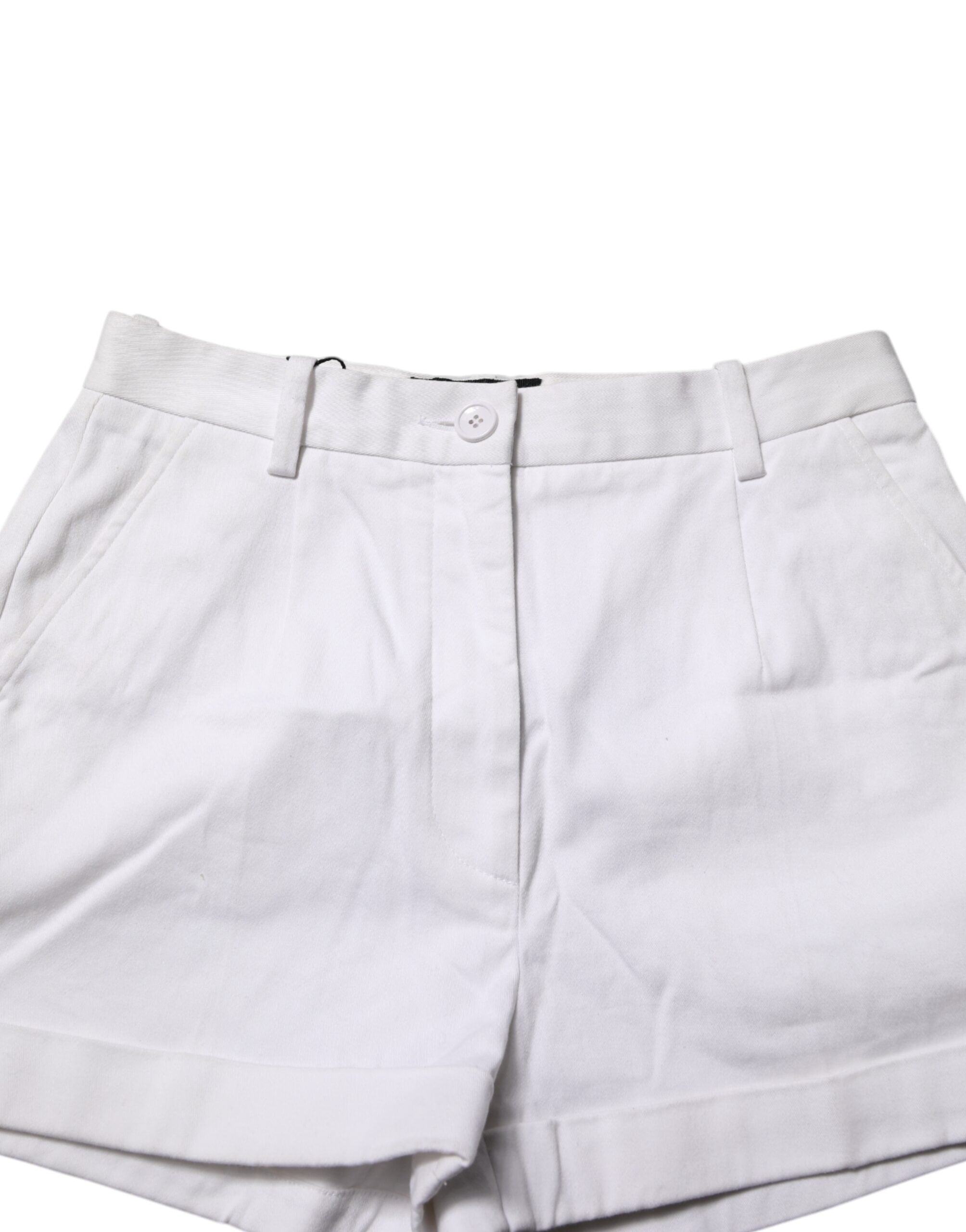 Dolce &amp; Gabbana Hvide Bomulds Mellemhøj Talje Bermudashorts Til Kvinder