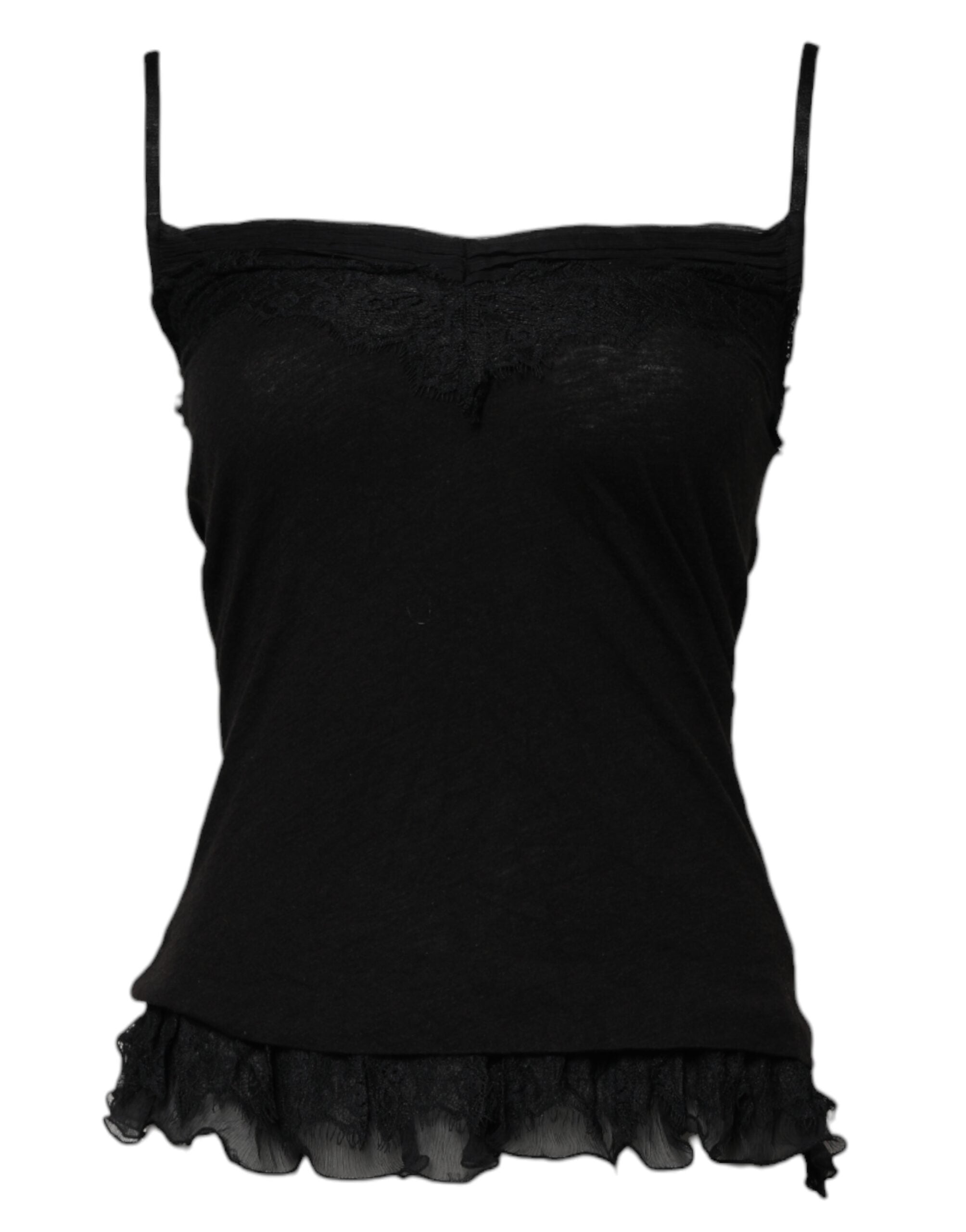 Scervino Street Sort uld ærmeløs tanktop med firkantet halsudskæring