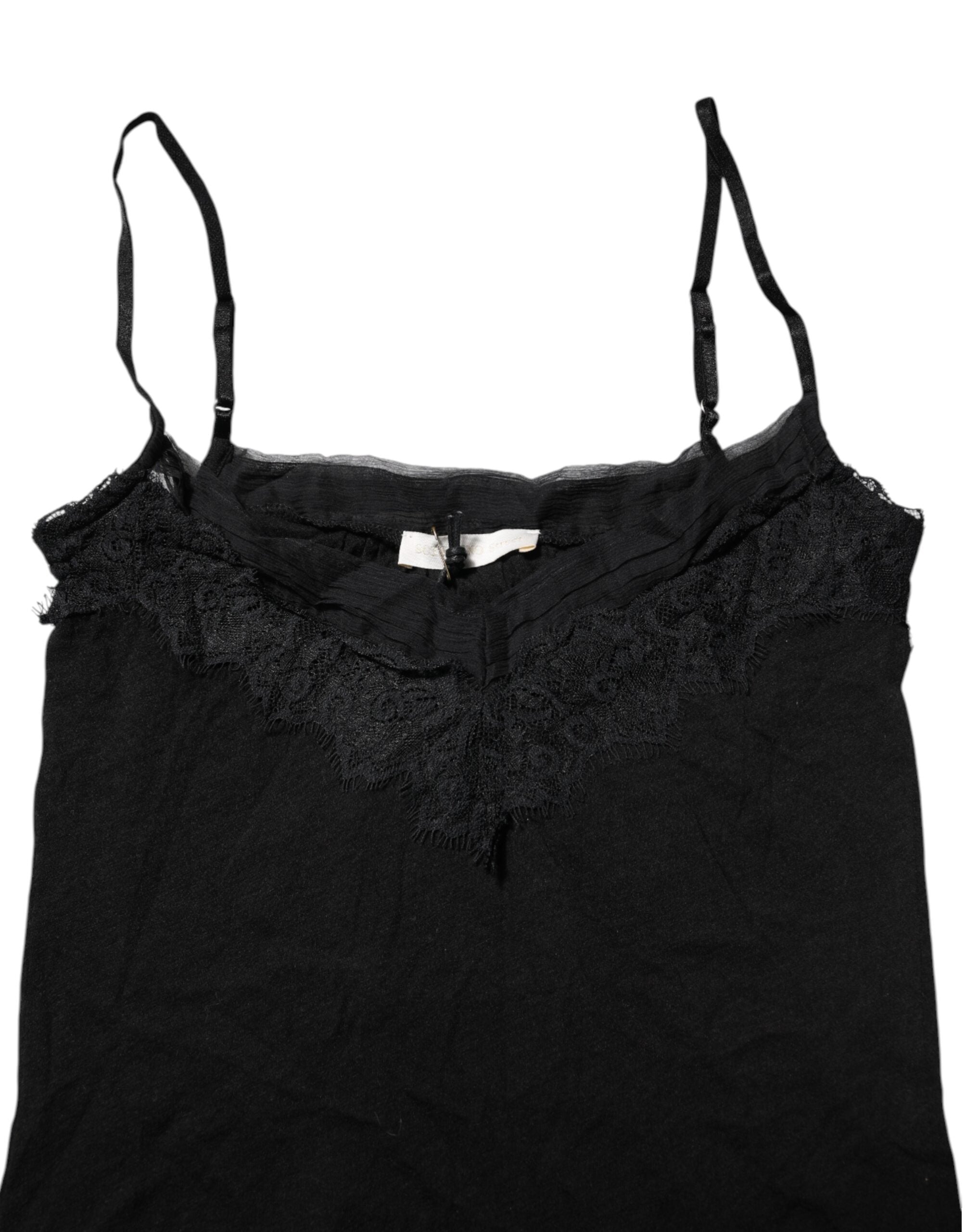 Scervino Street Sort uld ærmeløs tanktop med firkantet halsudskæring