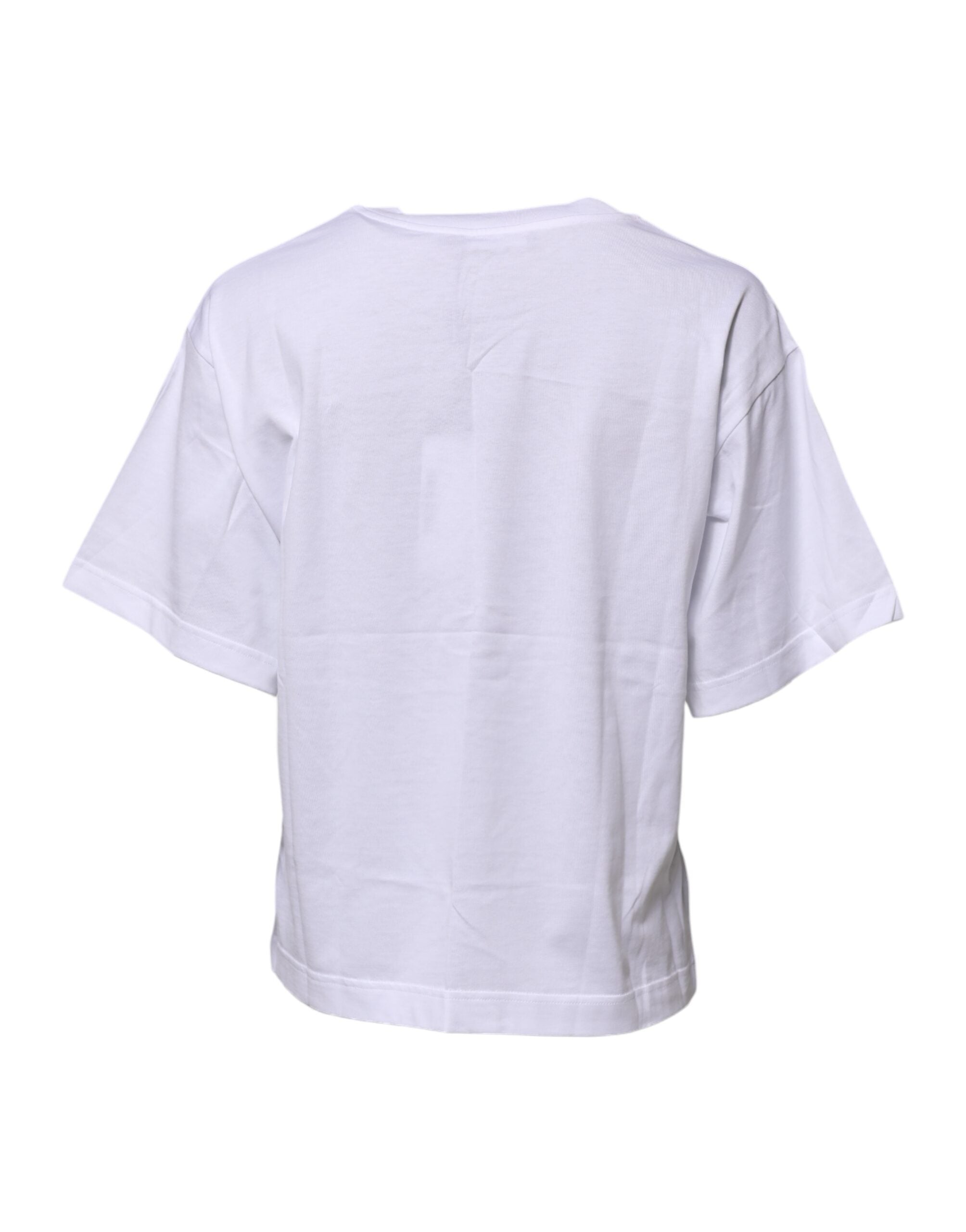 Dolce &amp; Gabbana hvid bomuld grafisk tryk rund hals T-shirt