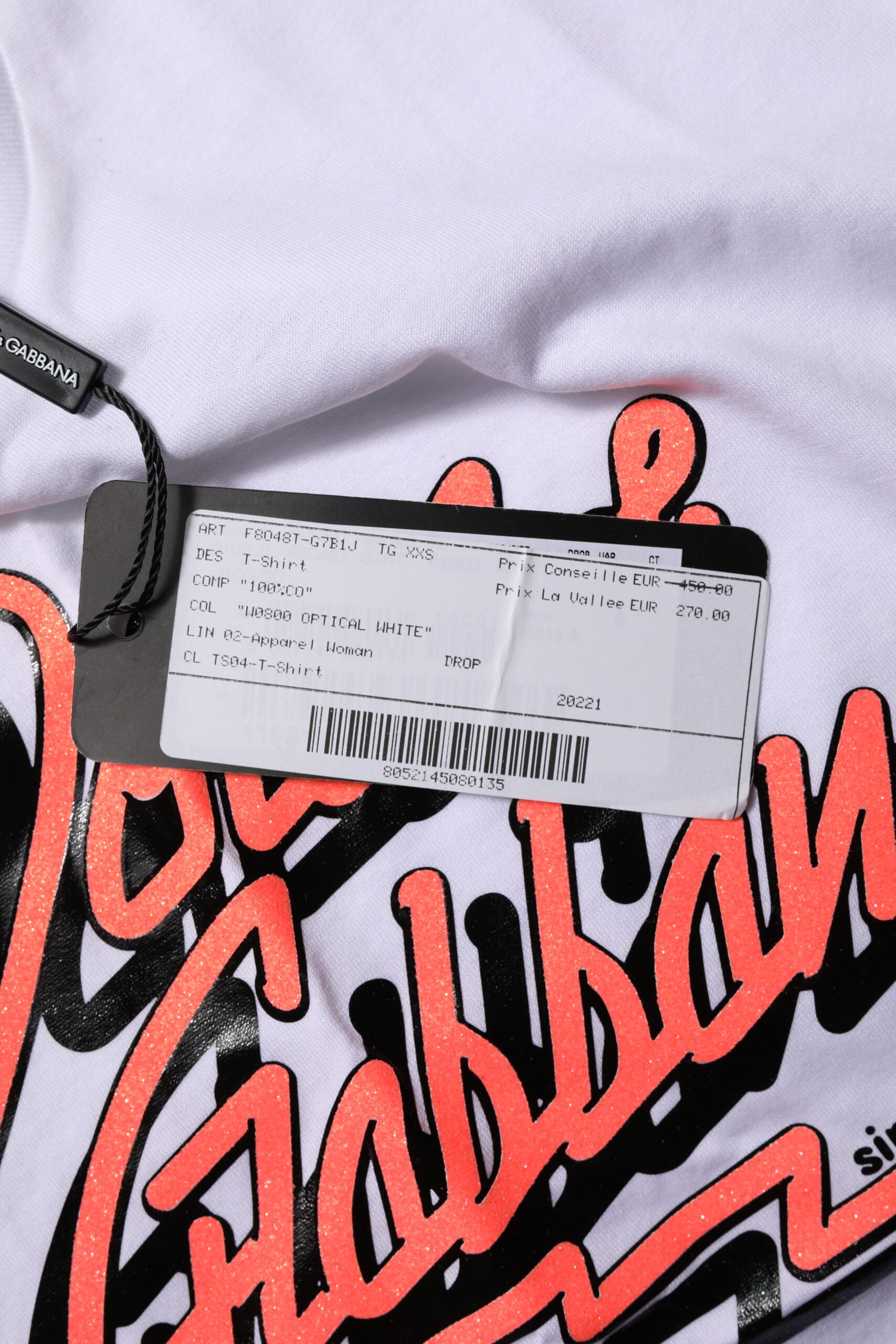 Dolce &amp; Gabbana hvid bomuld grafisk tryk rund hals T-shirt