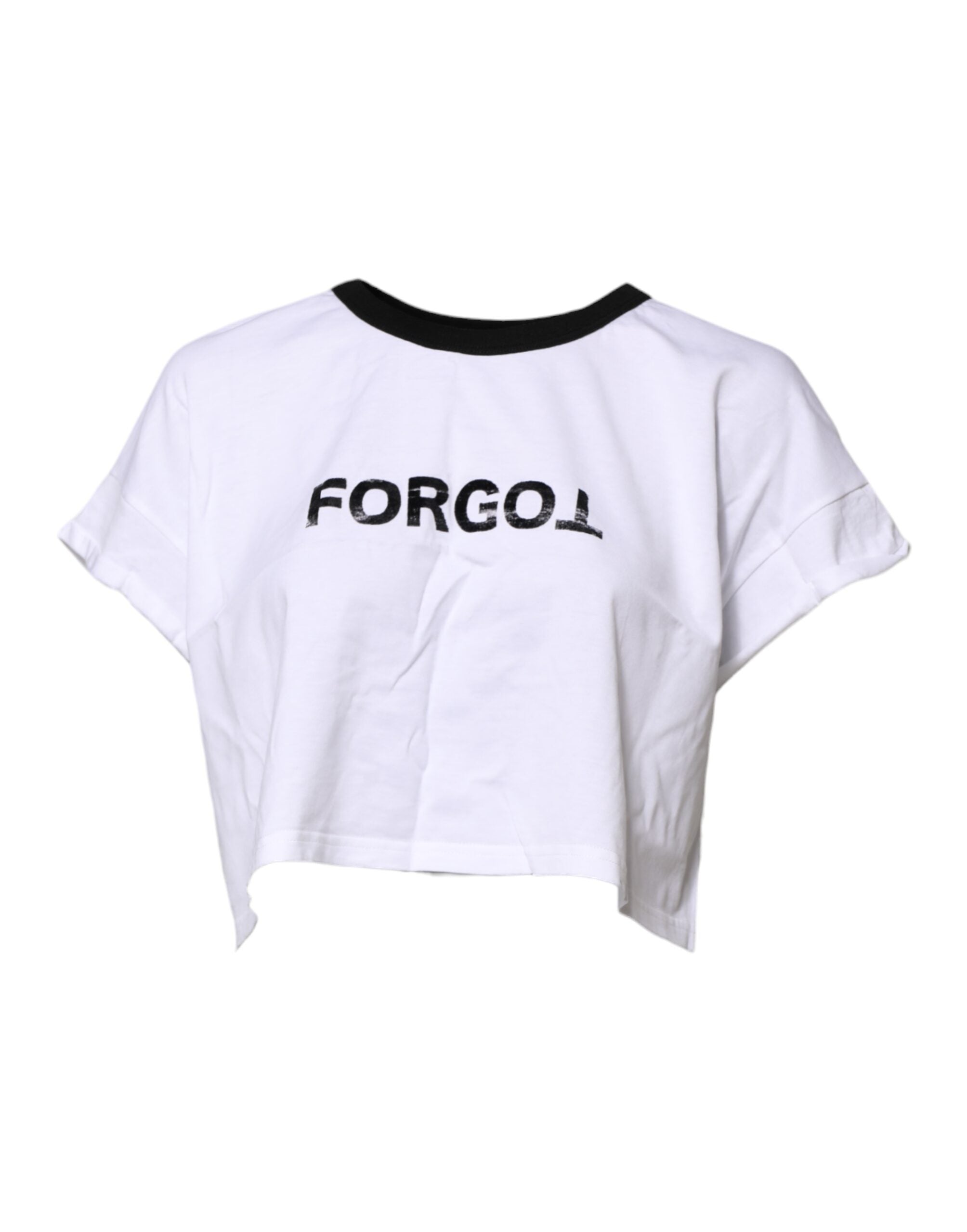 Dolce &amp; Gabbana Hvid Grafisk Print Rund Hals Cropped T-shirt