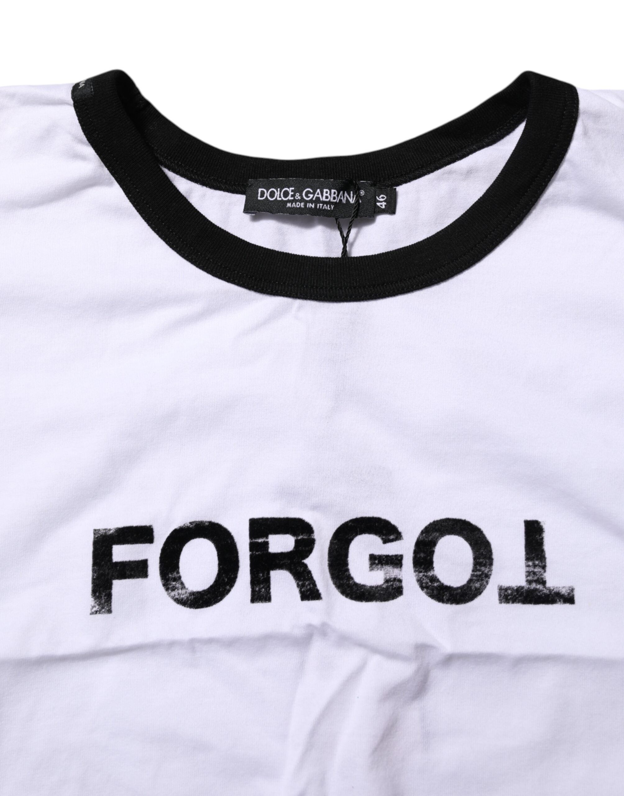 Dolce &amp; Gabbana Hvid Grafisk Print Rund Hals Cropped T-shirt