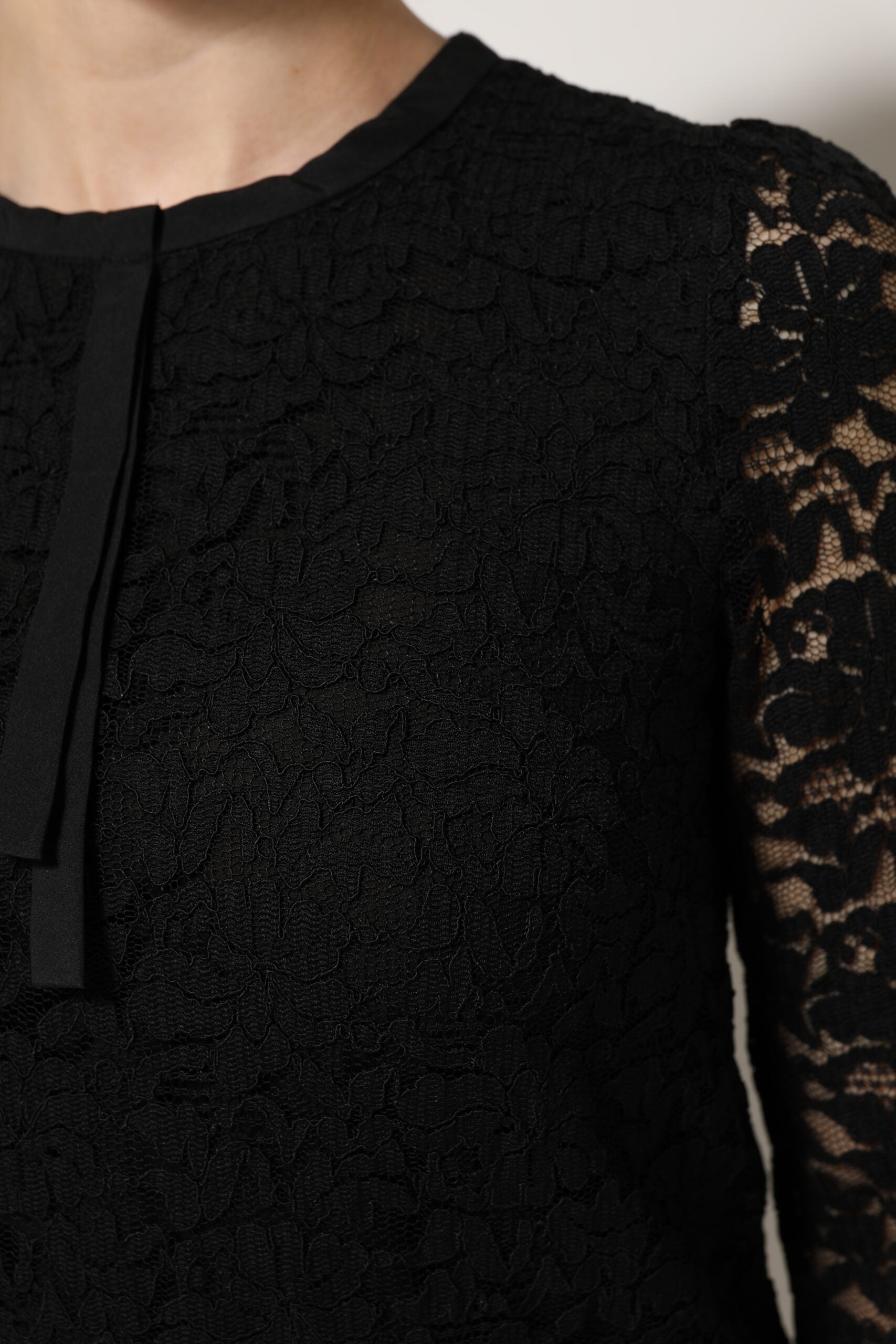 Dolce &amp; Gabbana Sort Nylon Blonde Langærmet Bluse Top
