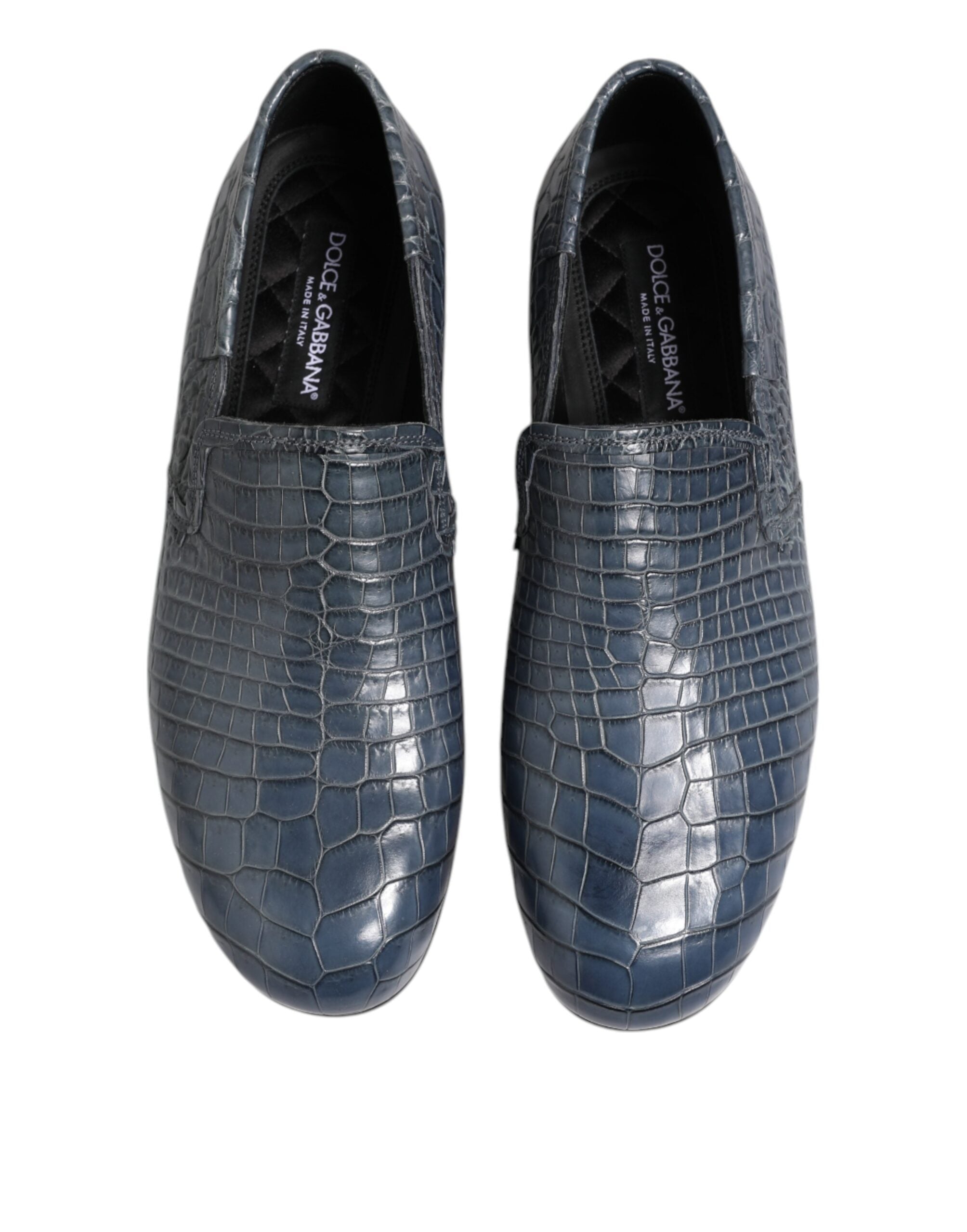 Dolce &amp; Gabbana Blå Eksotisk Læder Slip On Loafers Herre Pæne Sko
