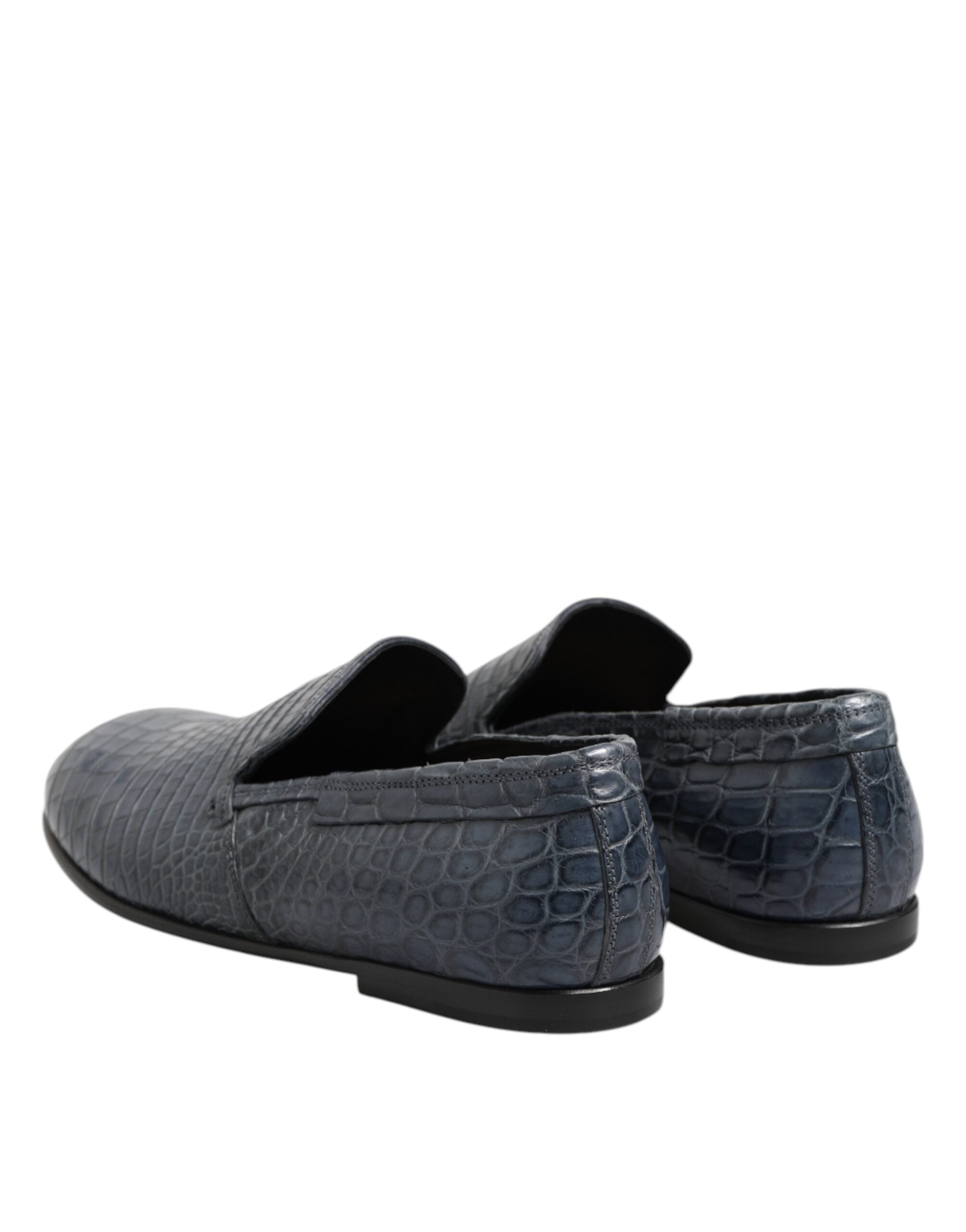 Dolce &amp; Gabbana Blå Eksotisk Læder Slip On Loafers Herre Pæne Sko