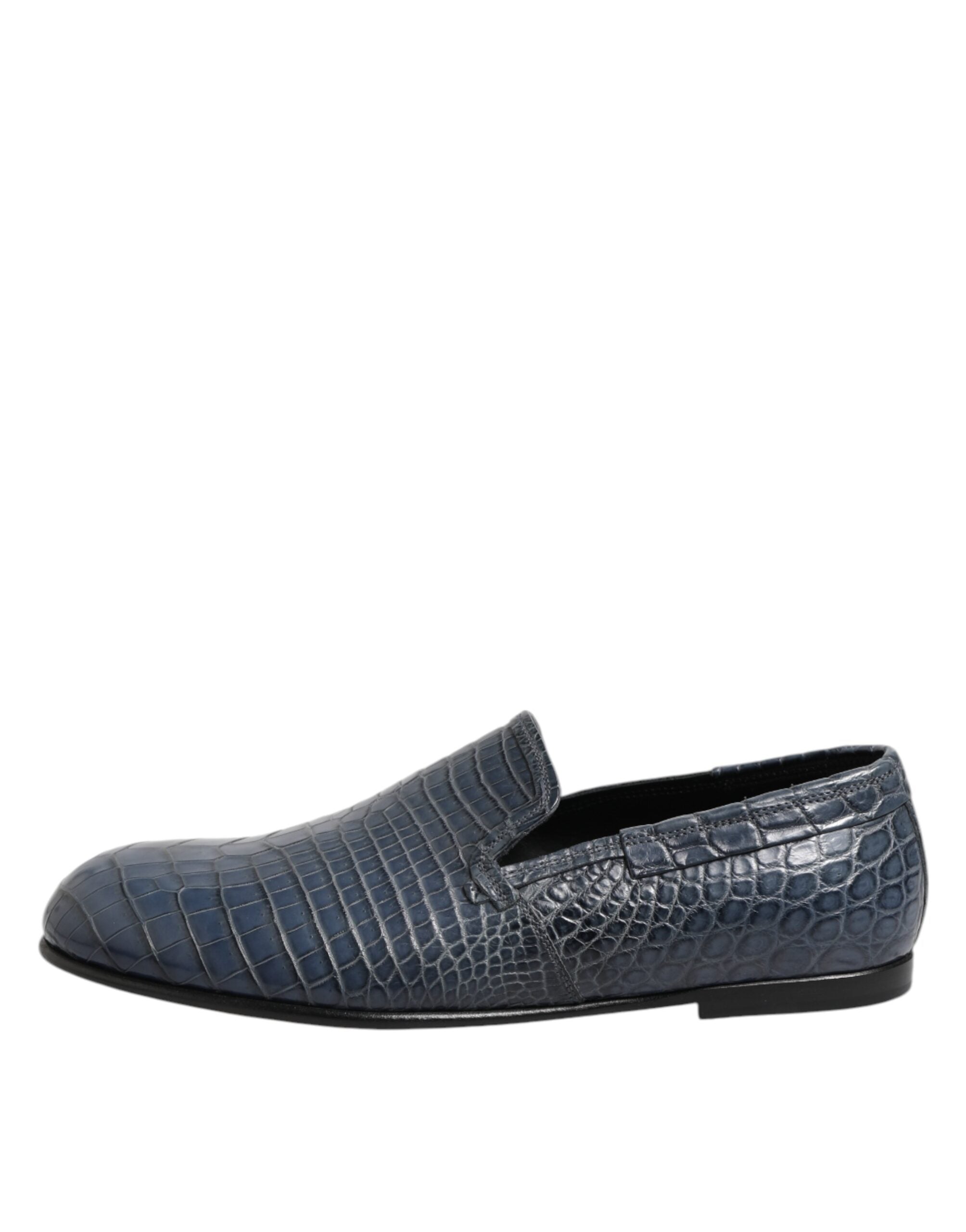 Dolce &amp; Gabbana Blå Eksotisk Læder Slip On Loafers Herre Pæne Sko