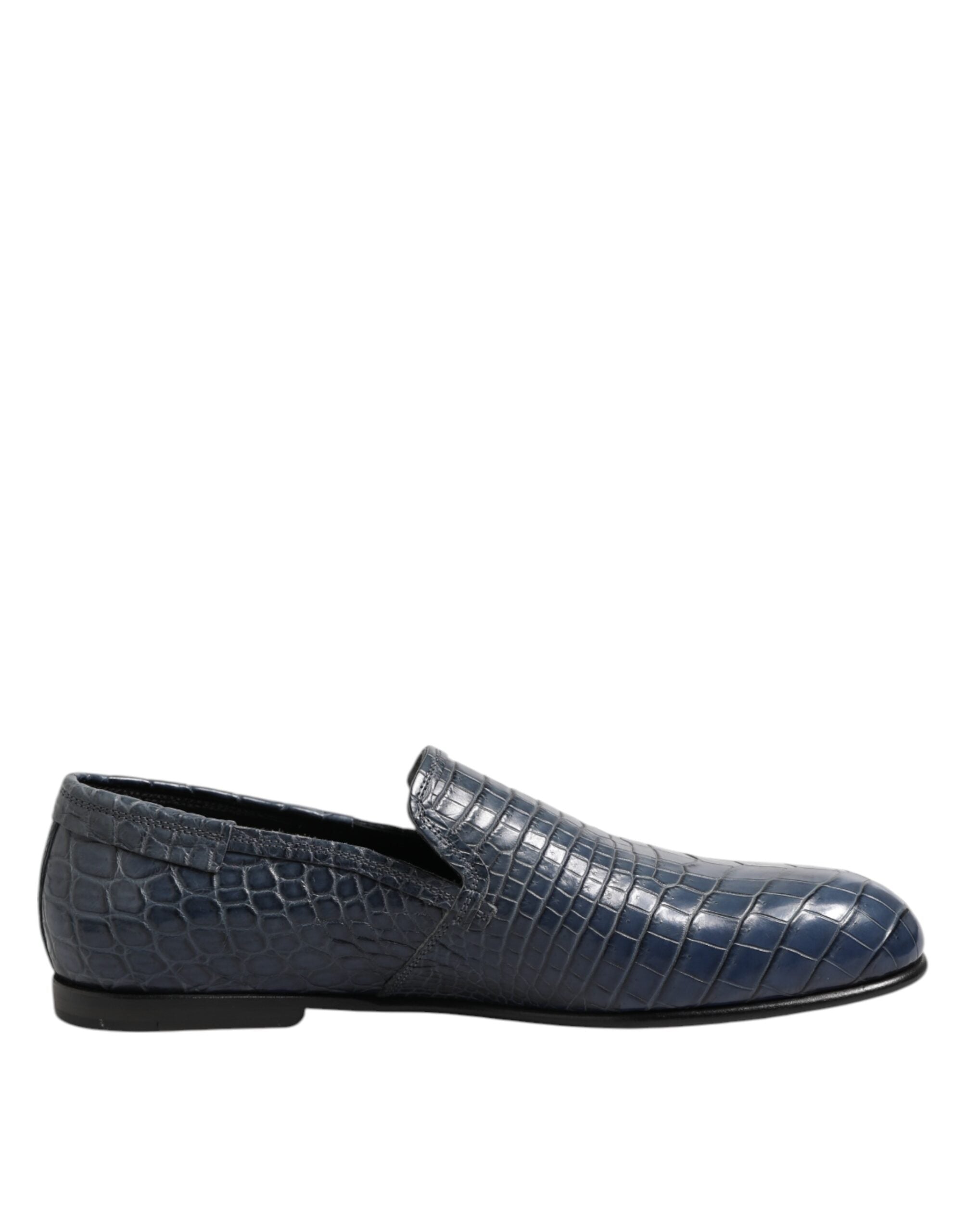 Dolce &amp; Gabbana Blå Eksotisk Læder Slip On Loafers Herre Pæne Sko