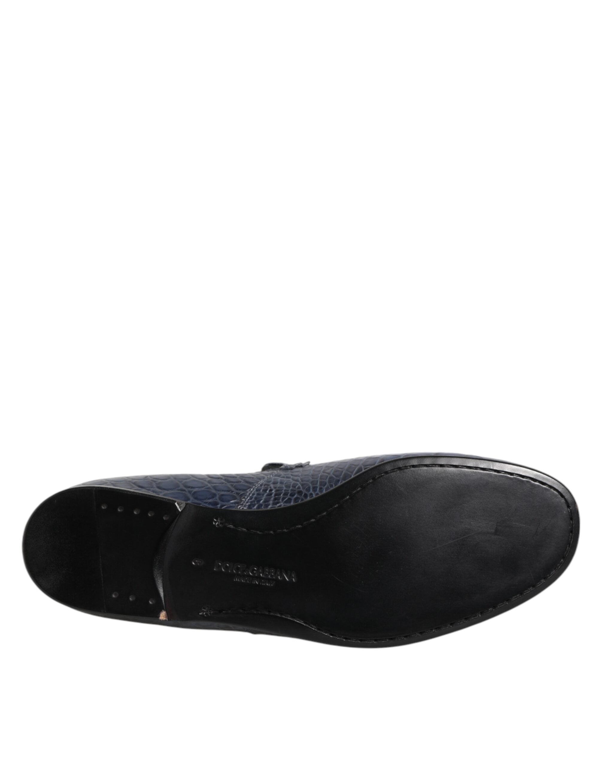 Dolce &amp; Gabbana Blå Eksotisk Læder Slip On Loafers Herre Pæne Sko