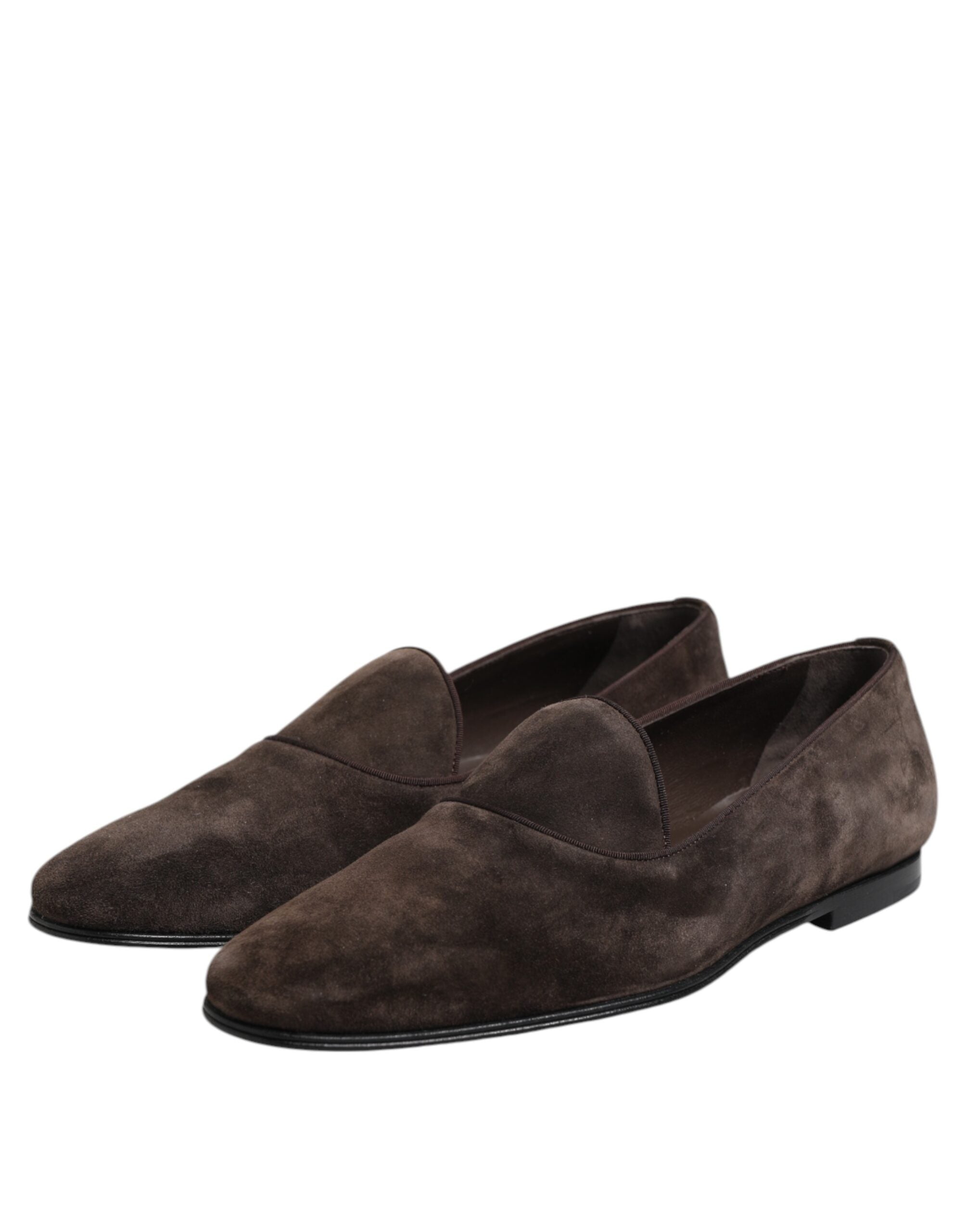 Dolce &amp; Gabbana Brune Fløjlslæder Slip On Loafers Sko