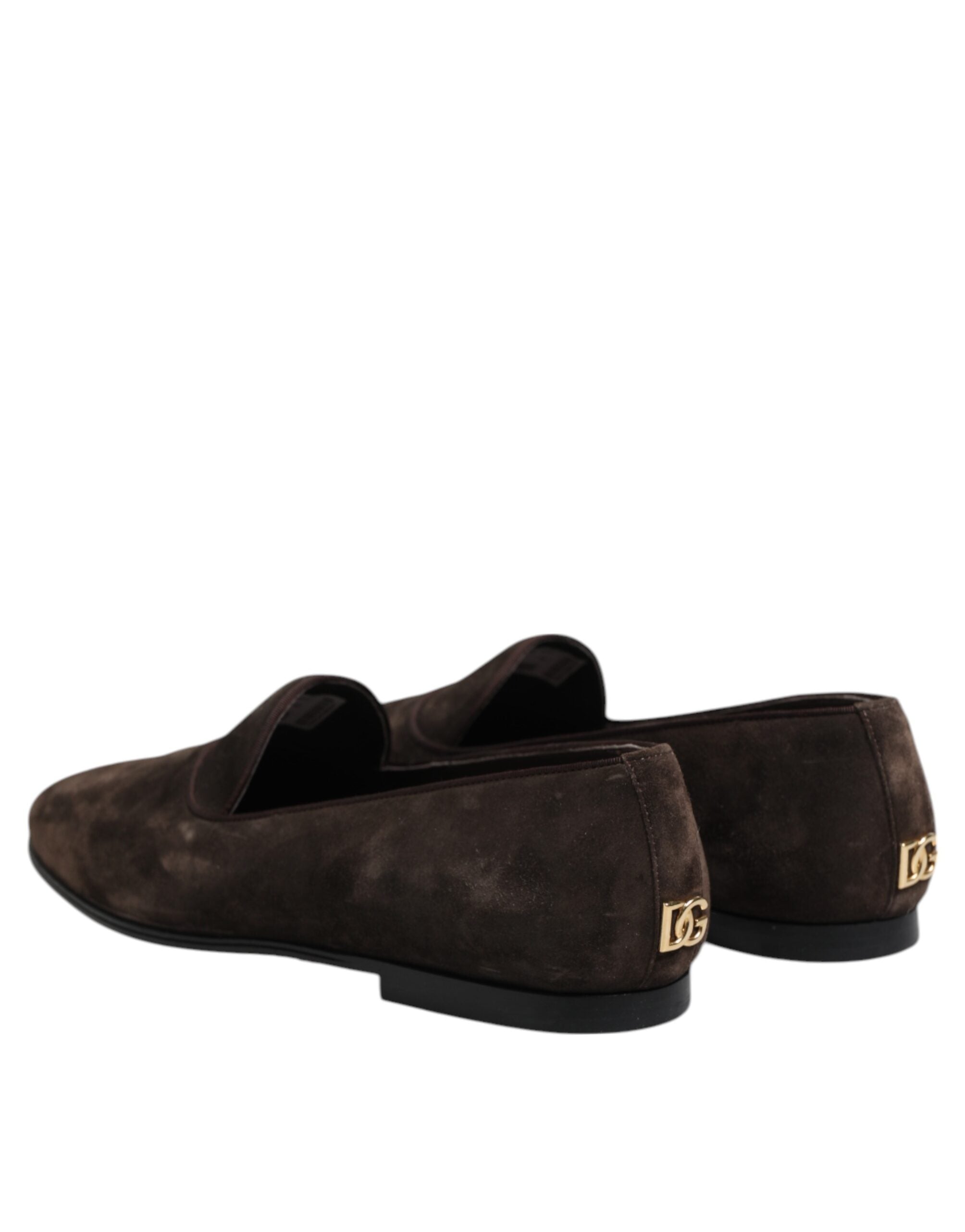 Dolce &amp; Gabbana Brune Fløjlslæder Slip On Loafers Sko