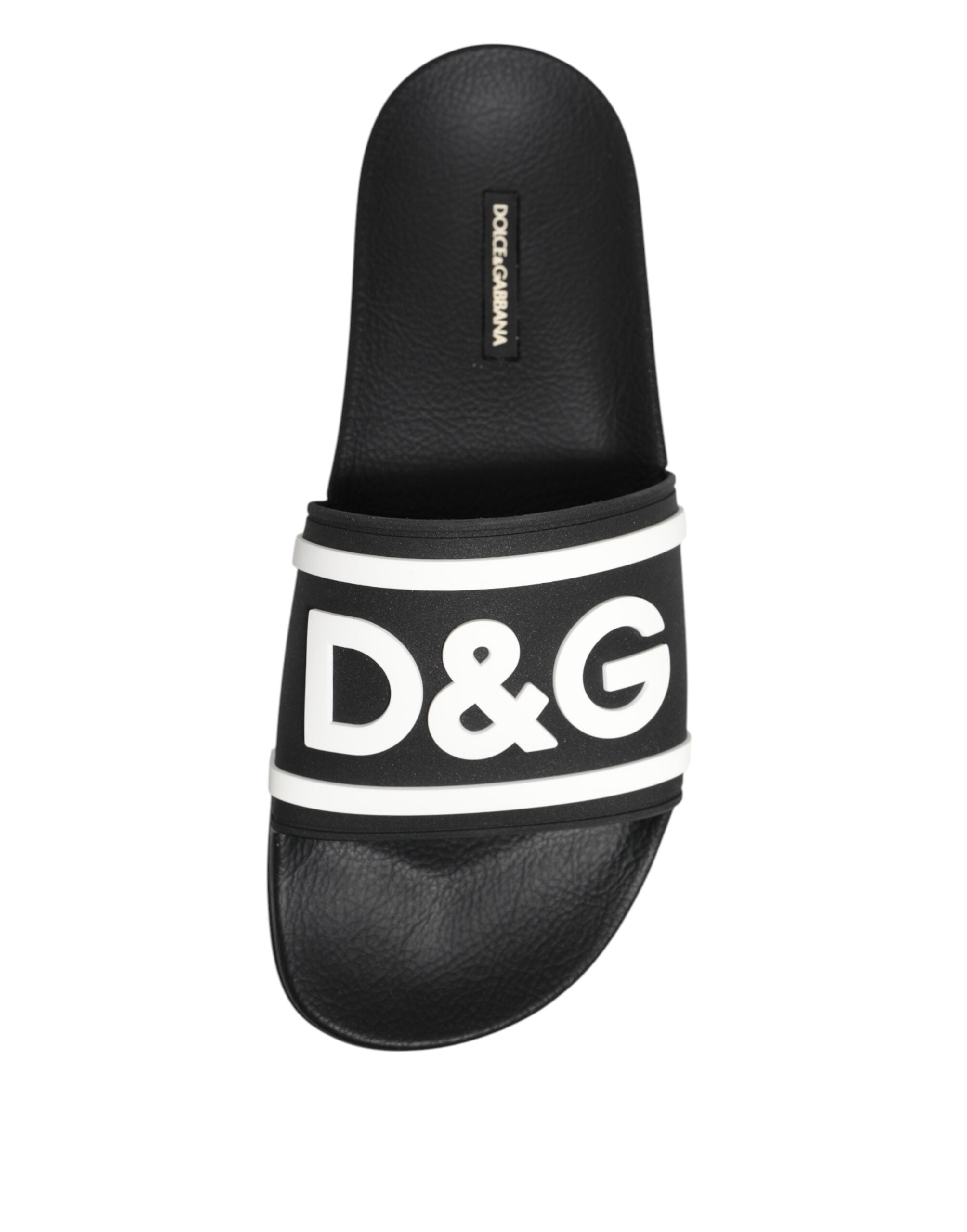 Dolce & Gabbana Black White Sandals Rubber Men Beachwear Shoes