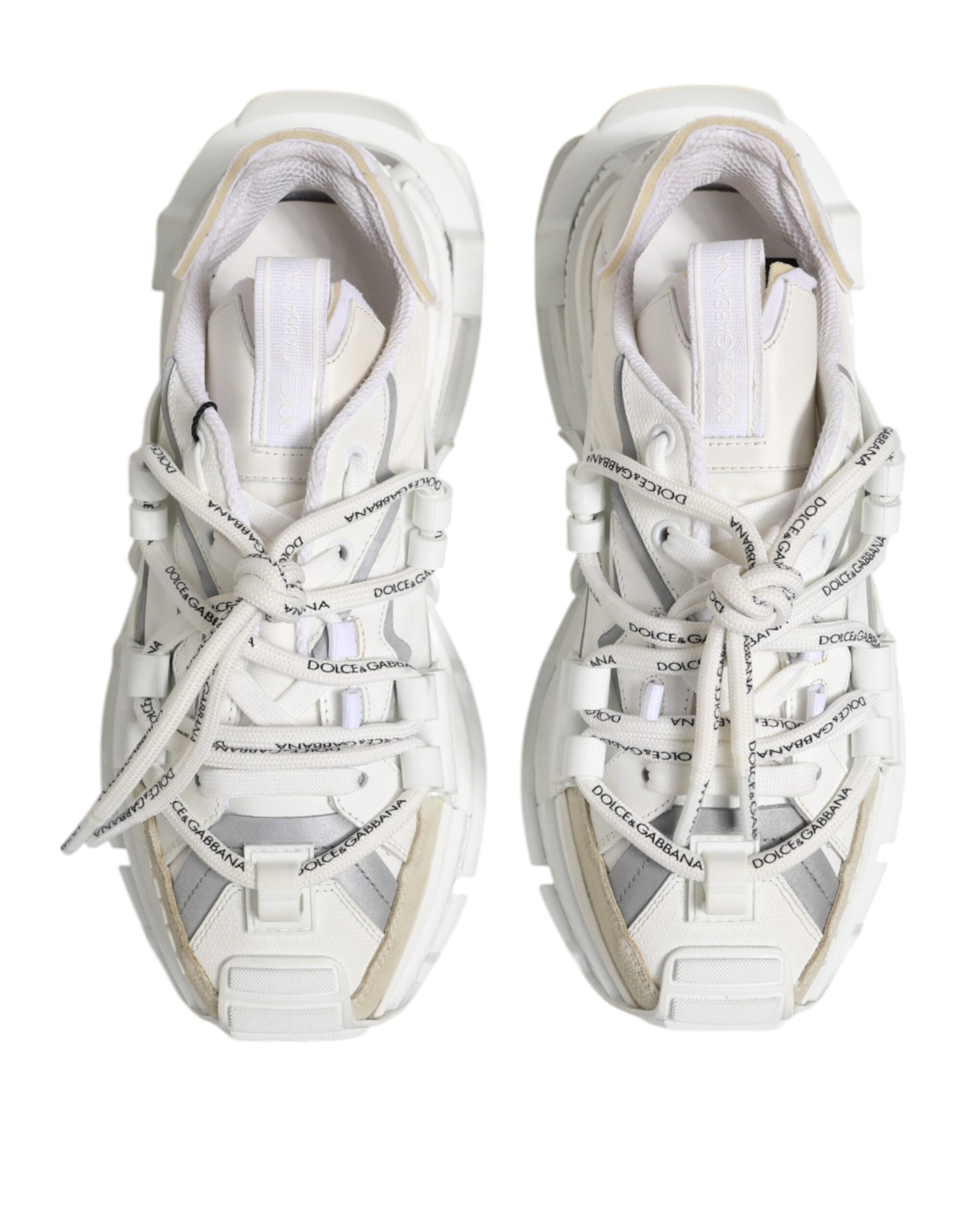 Dolce &amp; Gabbana Vita Grå Låga Sneakers Skor