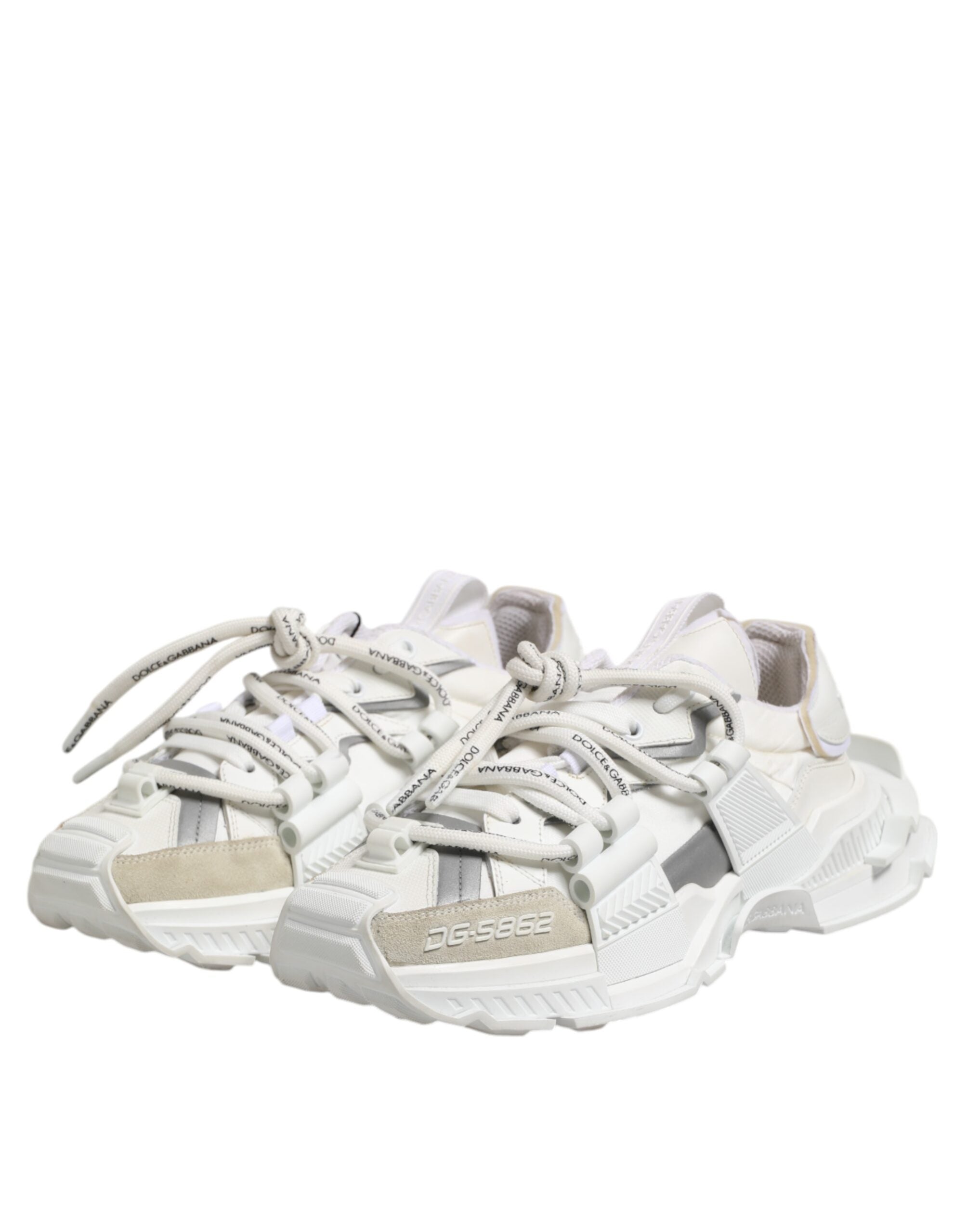 Dolce &amp; Gabbana Vita Grå Låga Sneakers Skor