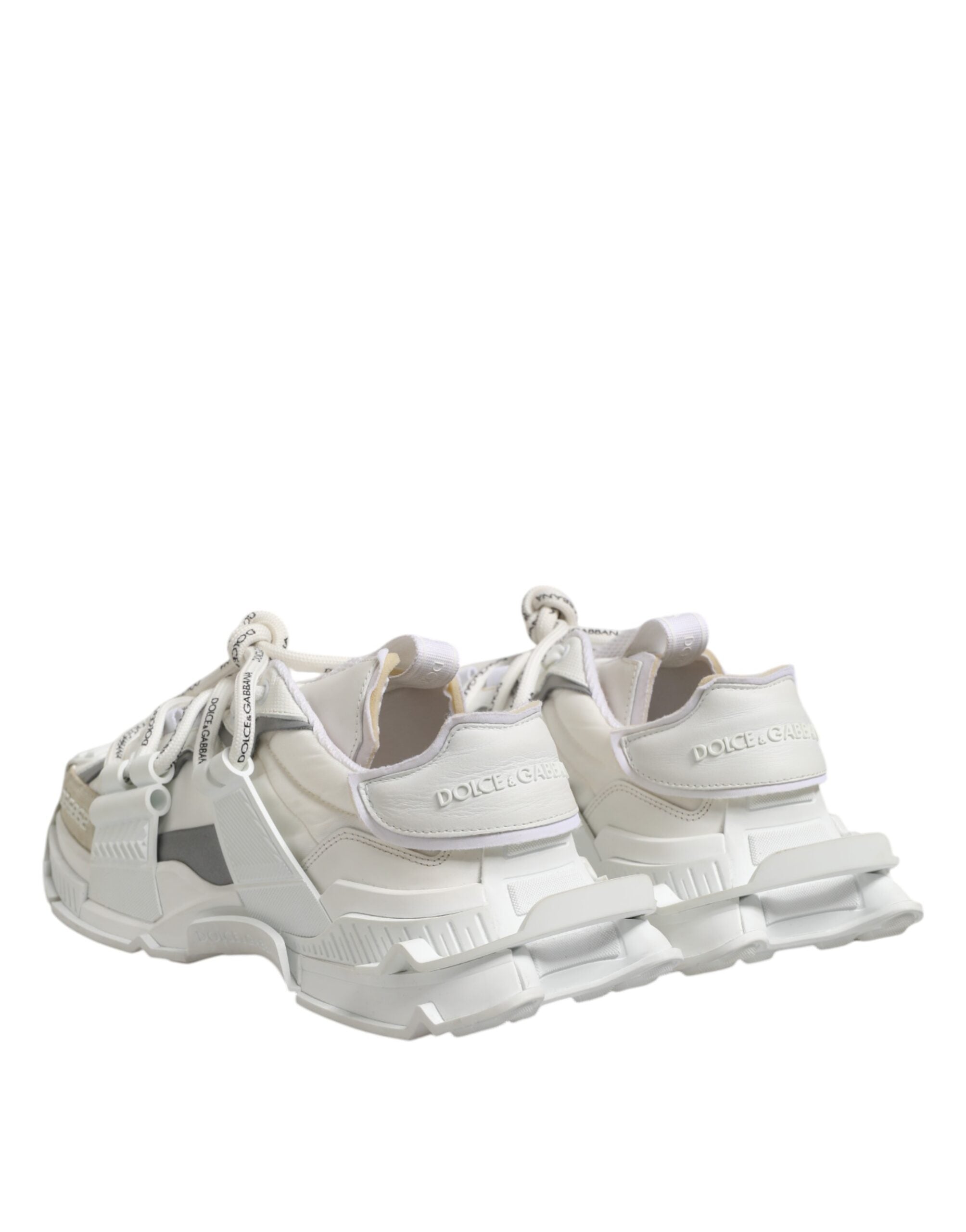 Dolce &amp; Gabbana Vita Grå Låga Sneakers Skor