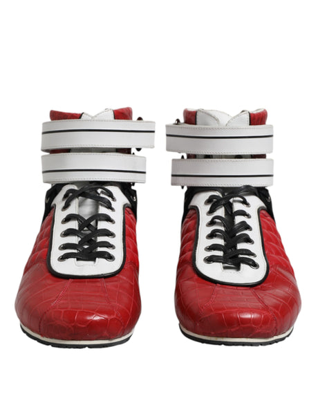 Dolce &amp; Gabbana Røde Quiltede Læder Sneakers Sko Med Snøre