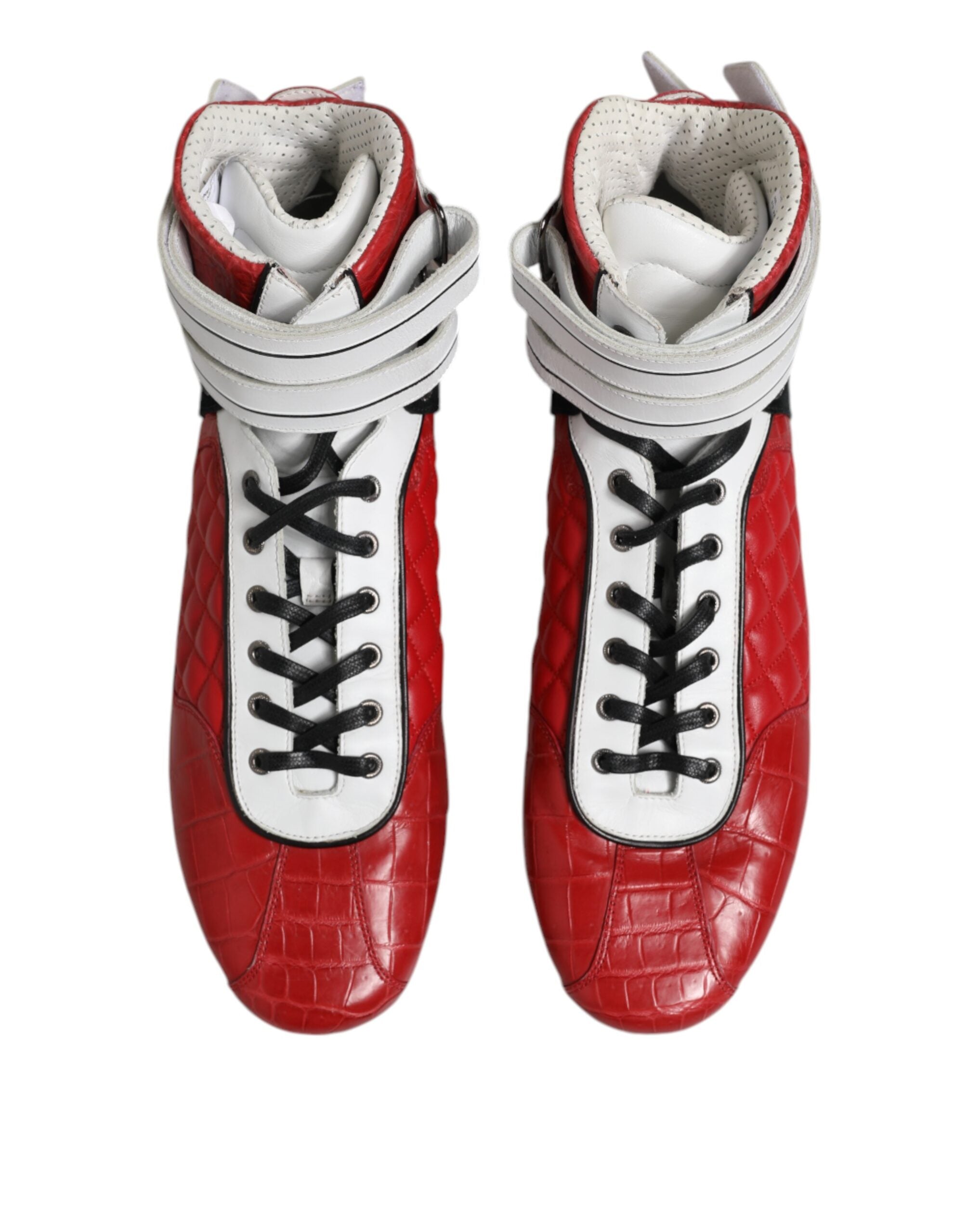 Dolce &amp; Gabbana Røde Quiltede Læder Sneakers Sko Med Snøre