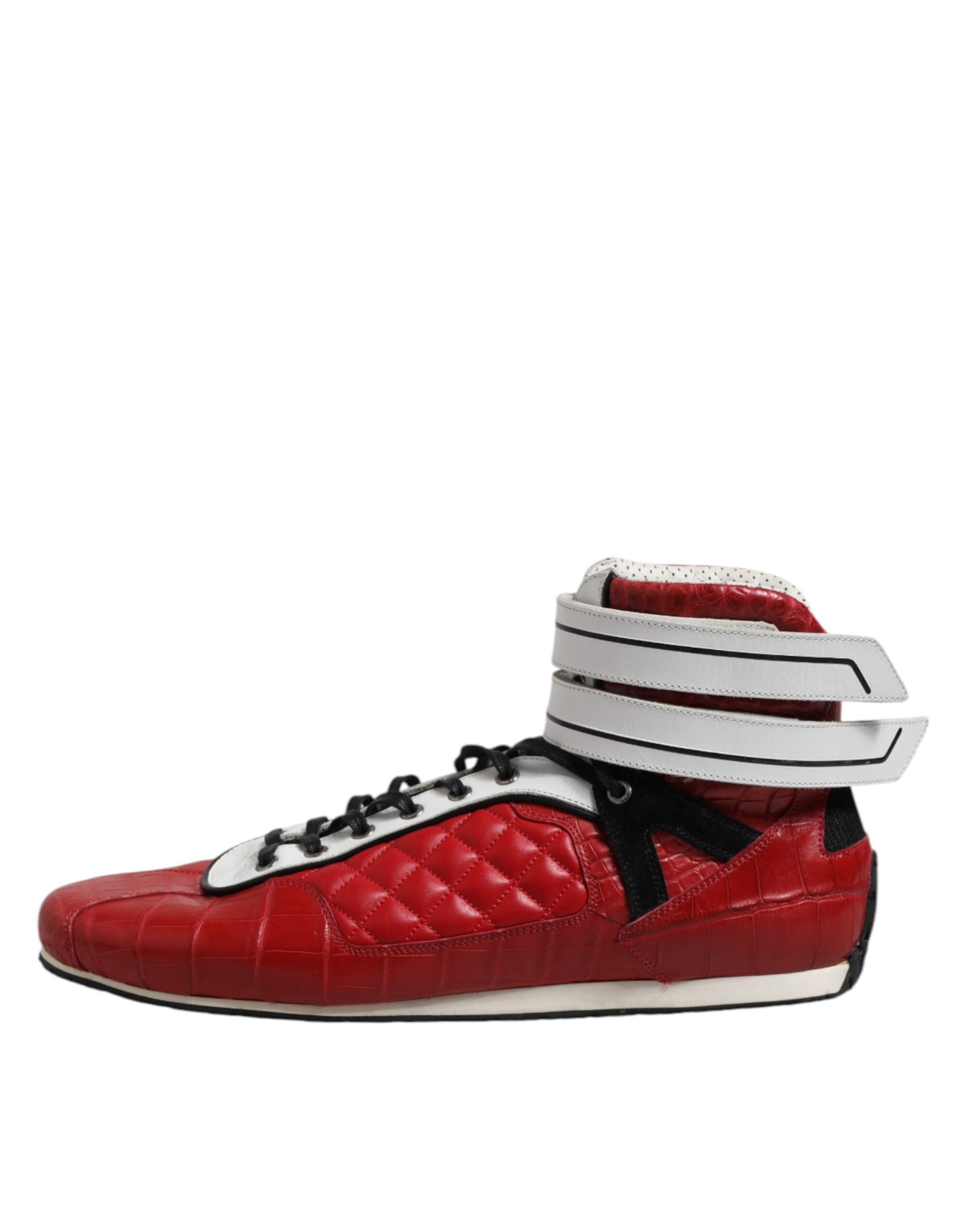 Dolce &amp; Gabbana Røde Quiltede Læder Sneakers Sko Med Snøre