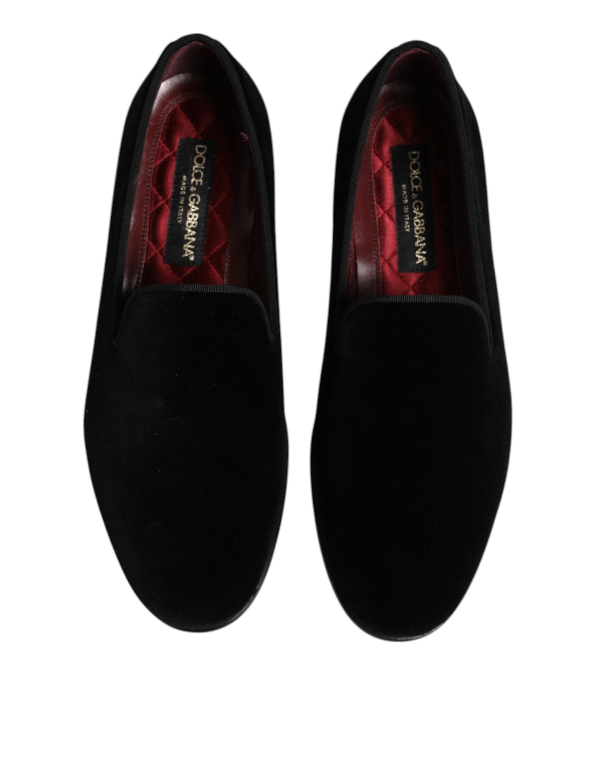 Dolce &amp; Gabbana svarta sammetsslip-on loafers formella skor