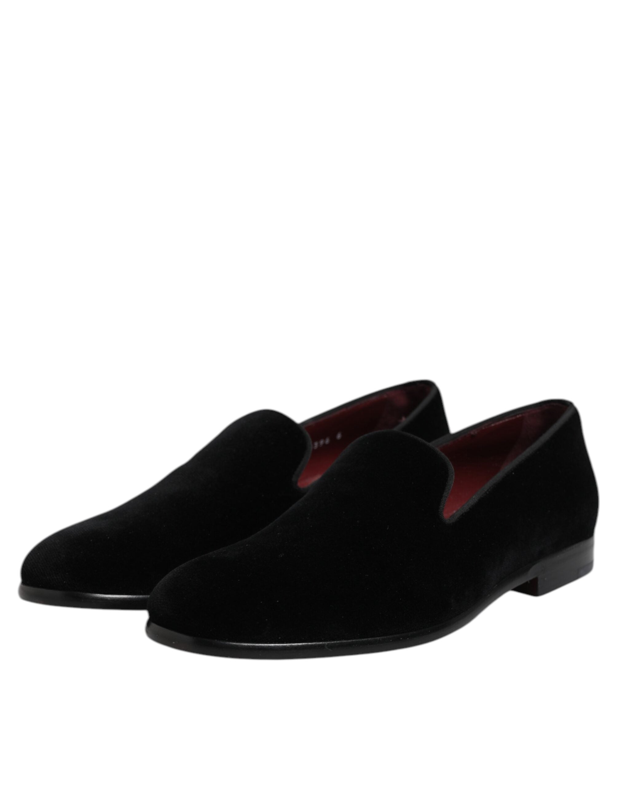 Dolce &amp; Gabbana svarta sammetsslip-on loafers formella skor