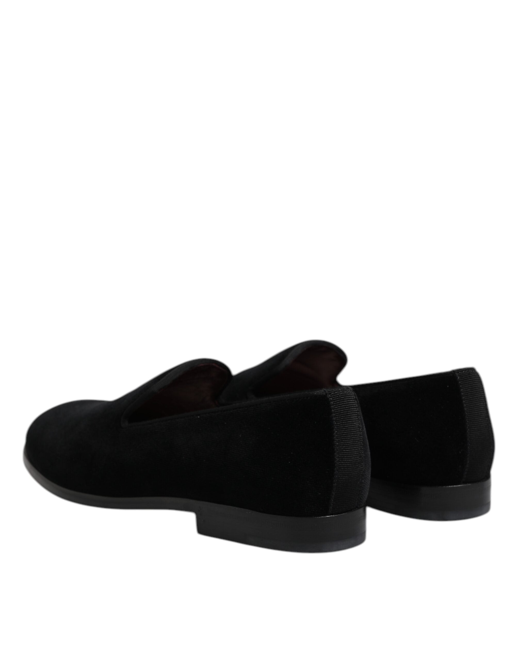 Dolce &amp; Gabbana svarta sammetsslip-on loafers formella skor