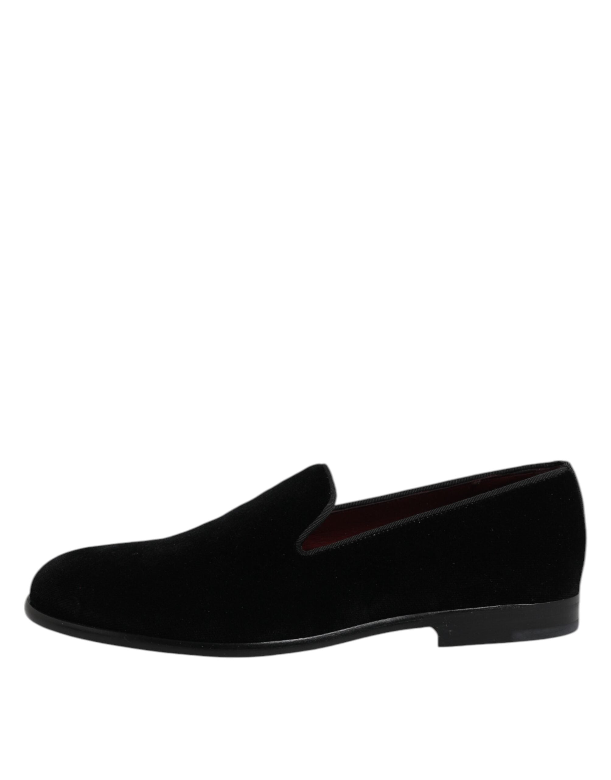 Dolce &amp; Gabbana svarta sammetsslip-on loafers formella skor
