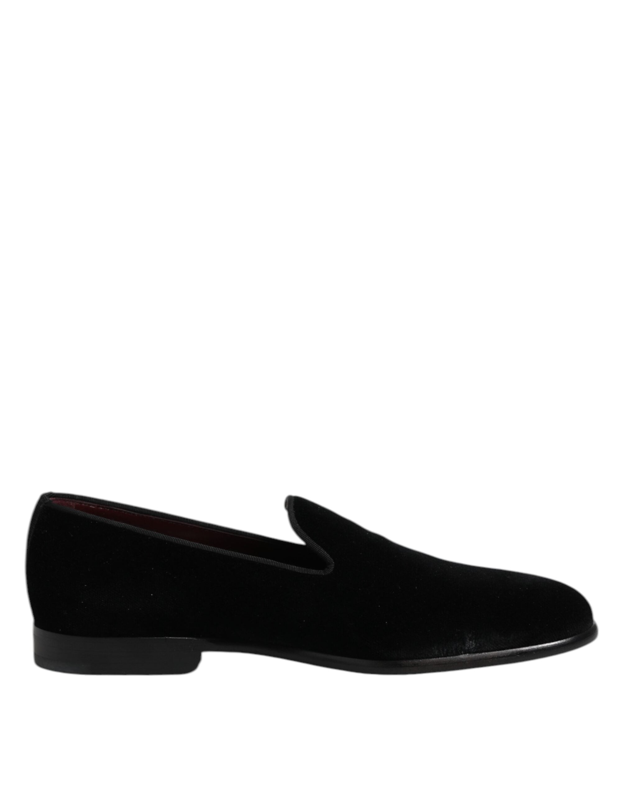 Dolce &amp; Gabbana svarta sammetsslip-on loafers formella skor
