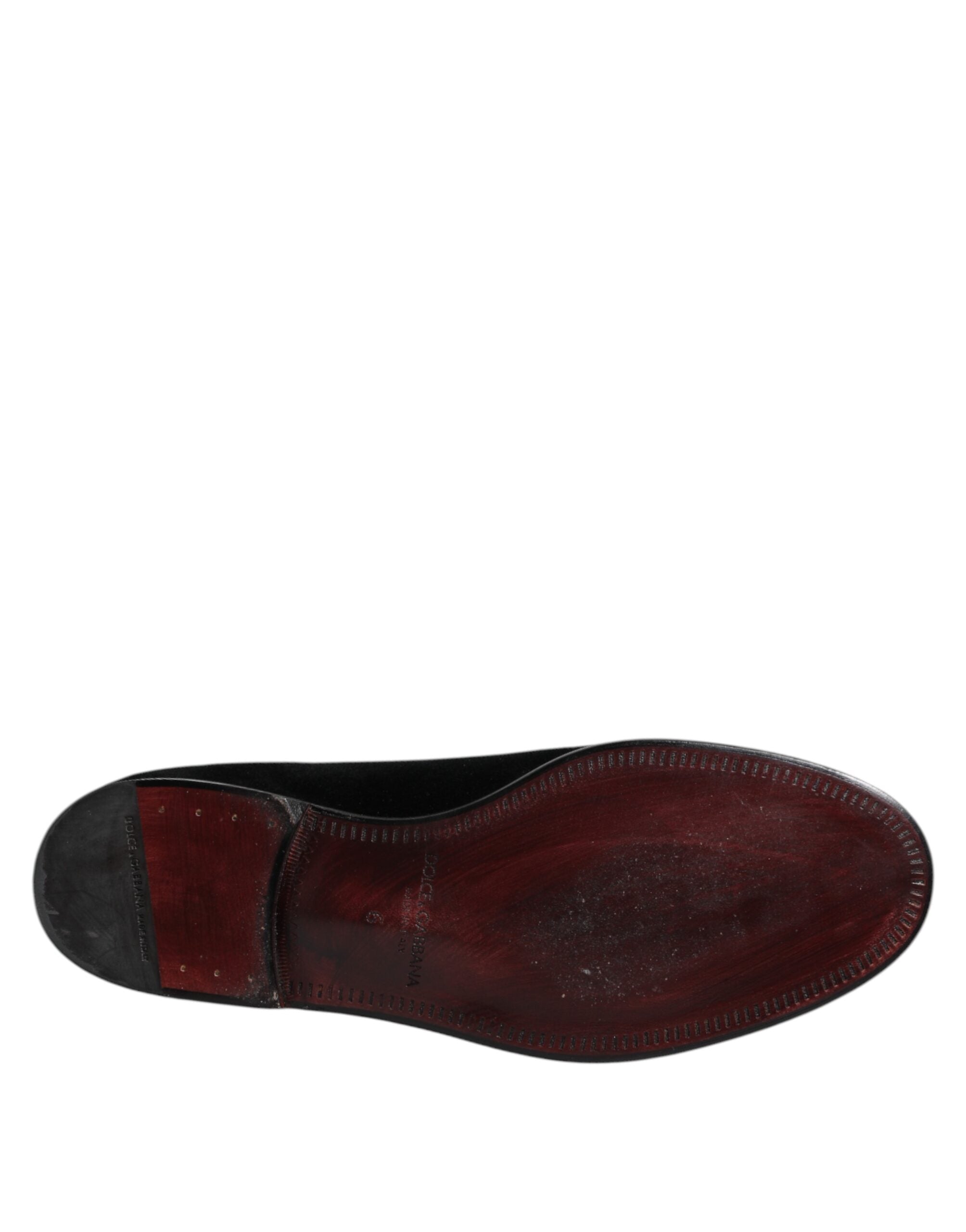 Dolce &amp; Gabbana svarta sammetsslip-on loafers formella skor