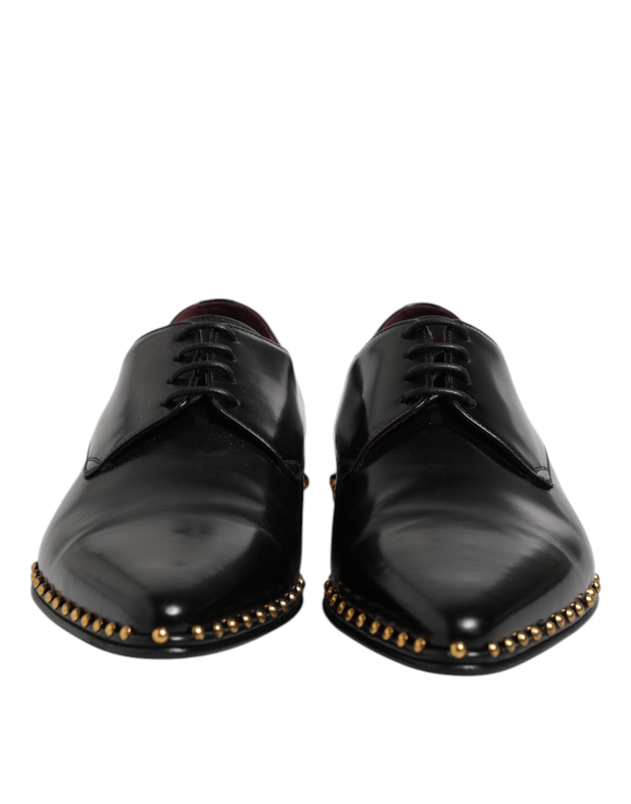 Dolce &amp; Gabbana Sorte Læder Derby Herresko med Nitter