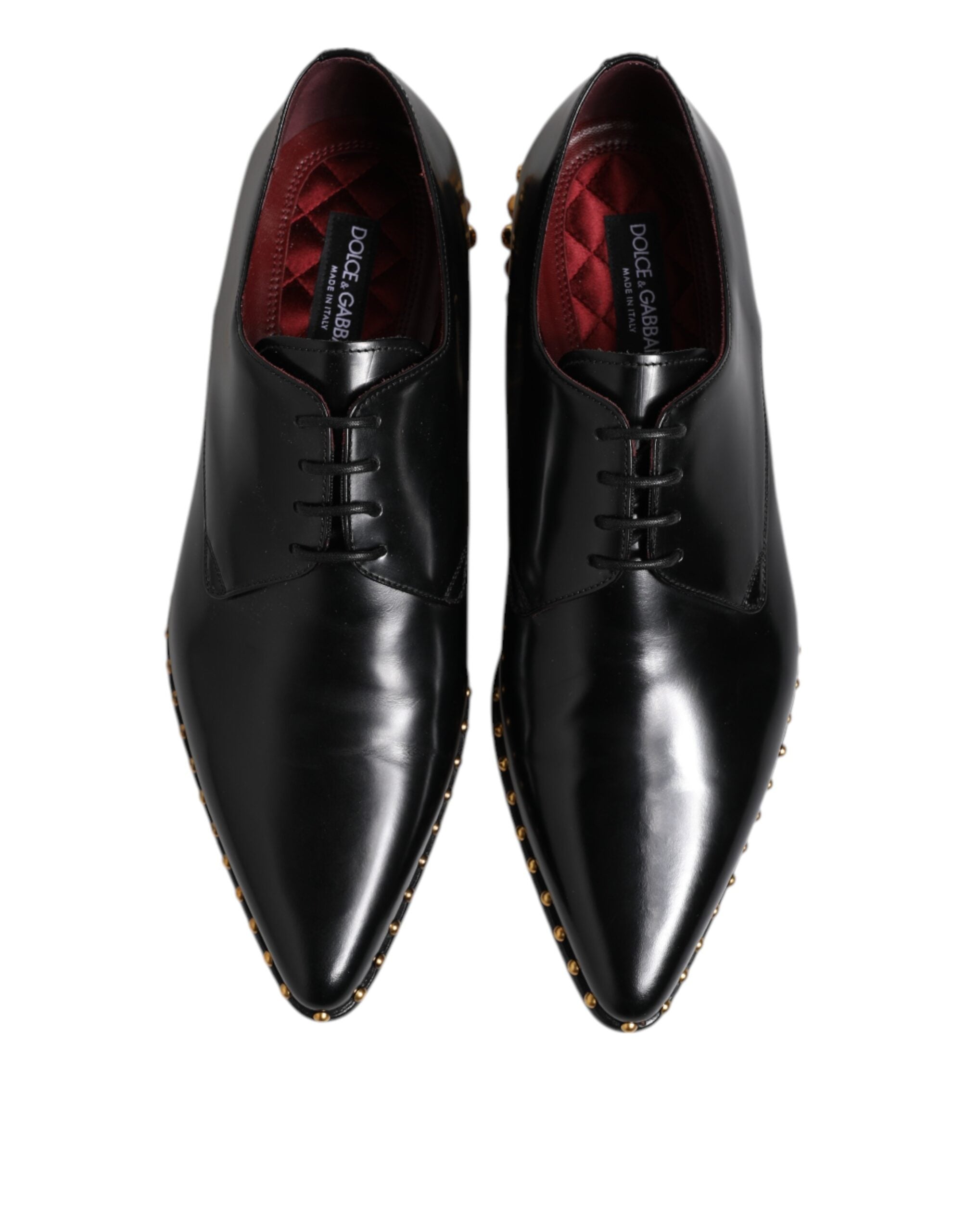 Dolce &amp; Gabbana Sorte Læder Derby Herresko med Nitter