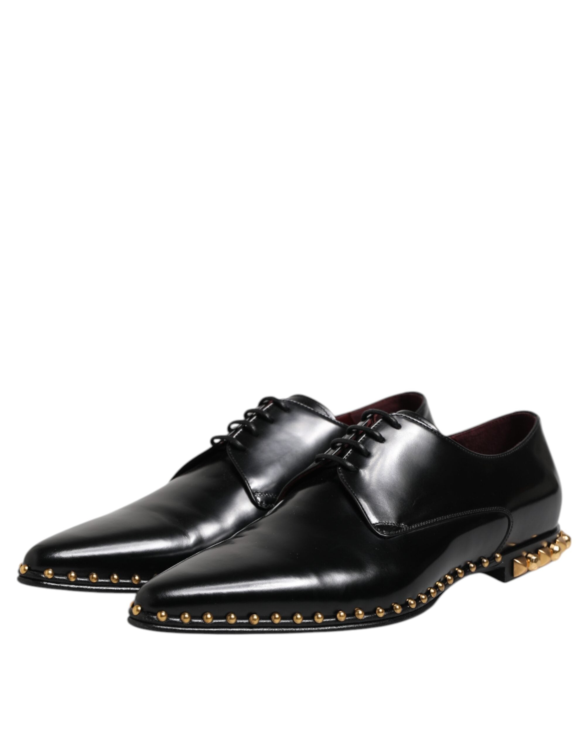 Dolce &amp; Gabbana Sorte Læder Derby Herresko med Nitter