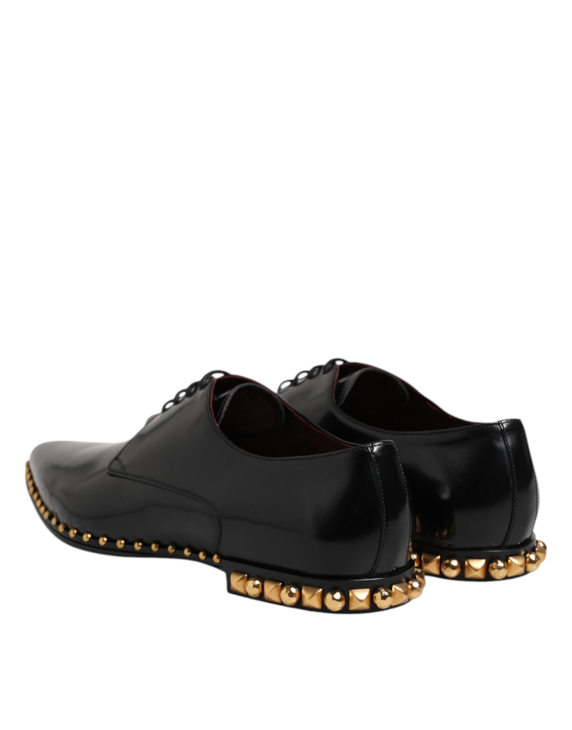 Dolce &amp; Gabbana Sorte Læder Derby Herresko med Nitter