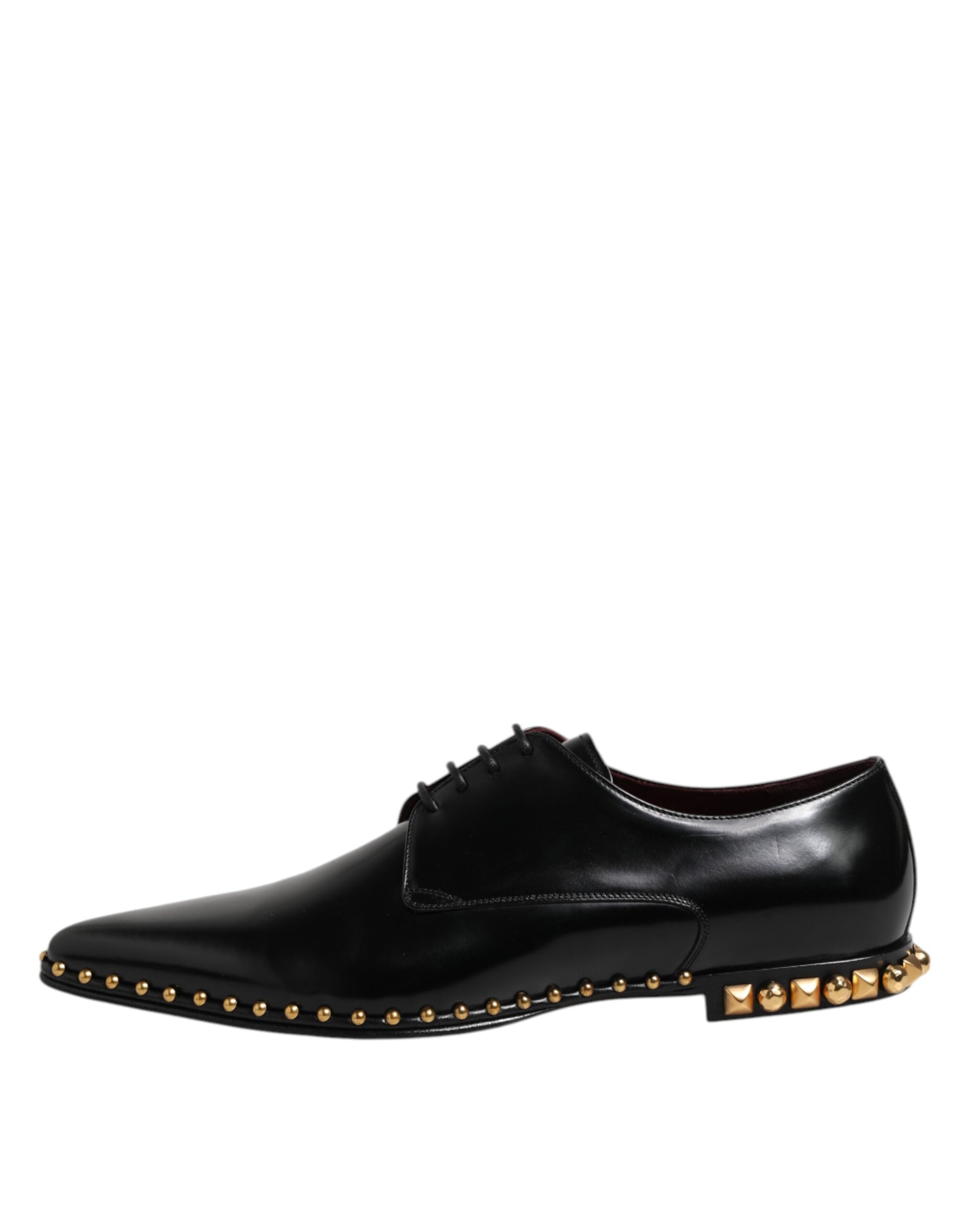 Dolce &amp; Gabbana Sorte Læder Derby Herresko med Nitter