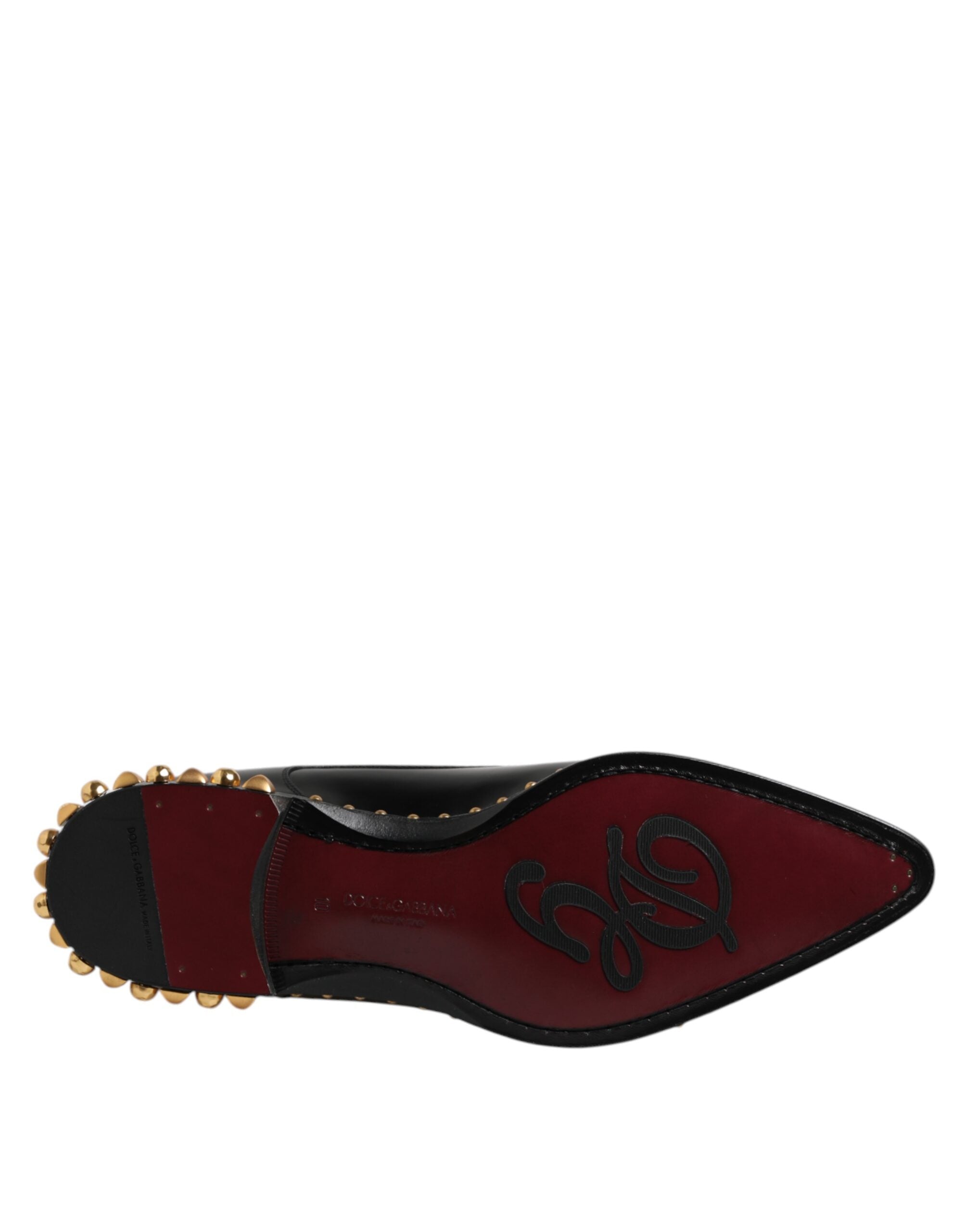Dolce &amp; Gabbana Sorte Læder Derby Herresko med Nitter