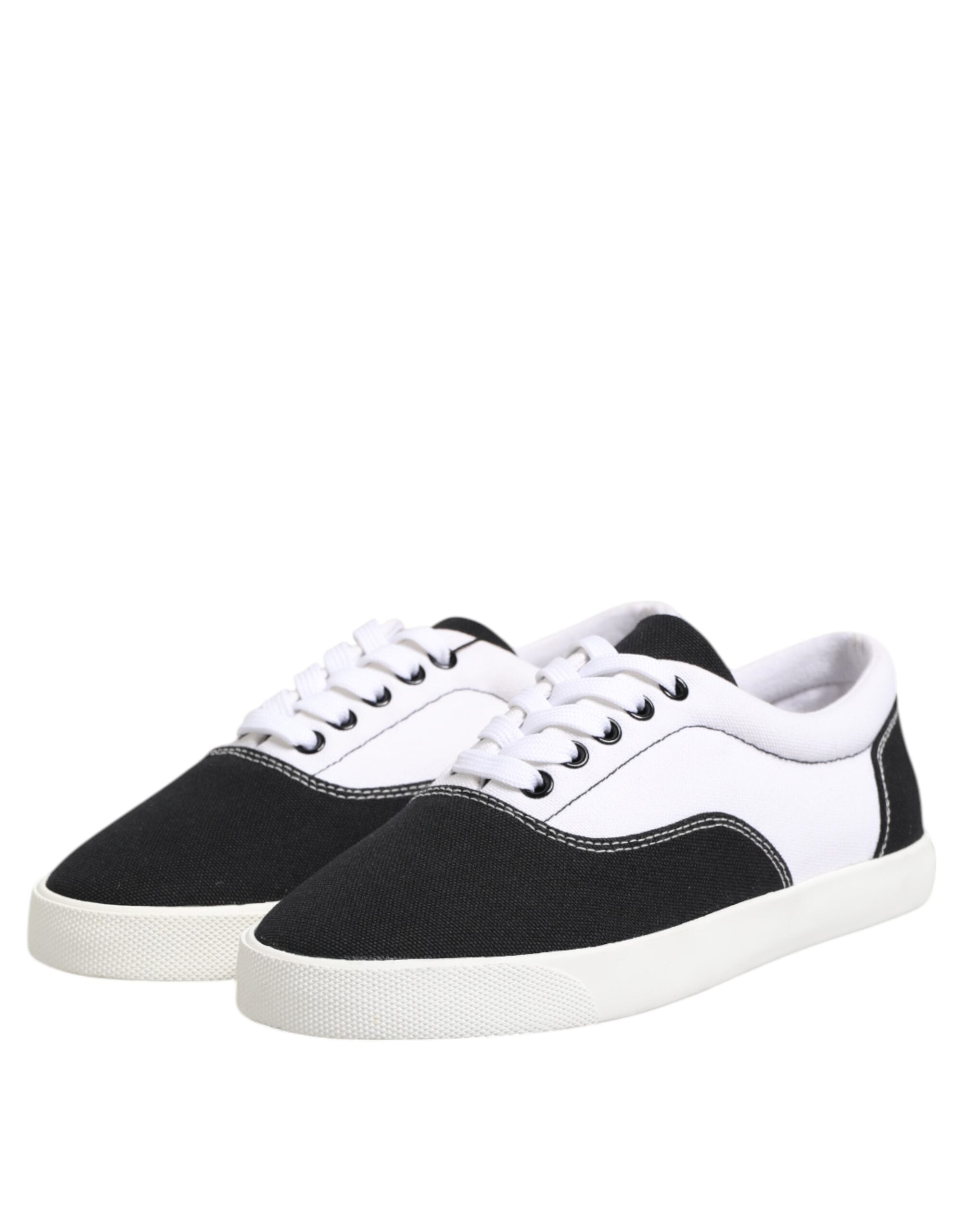 Dolce &amp; Gabbana Sorte Bomuldslærred Sneakers Med Snøre Til Herrer