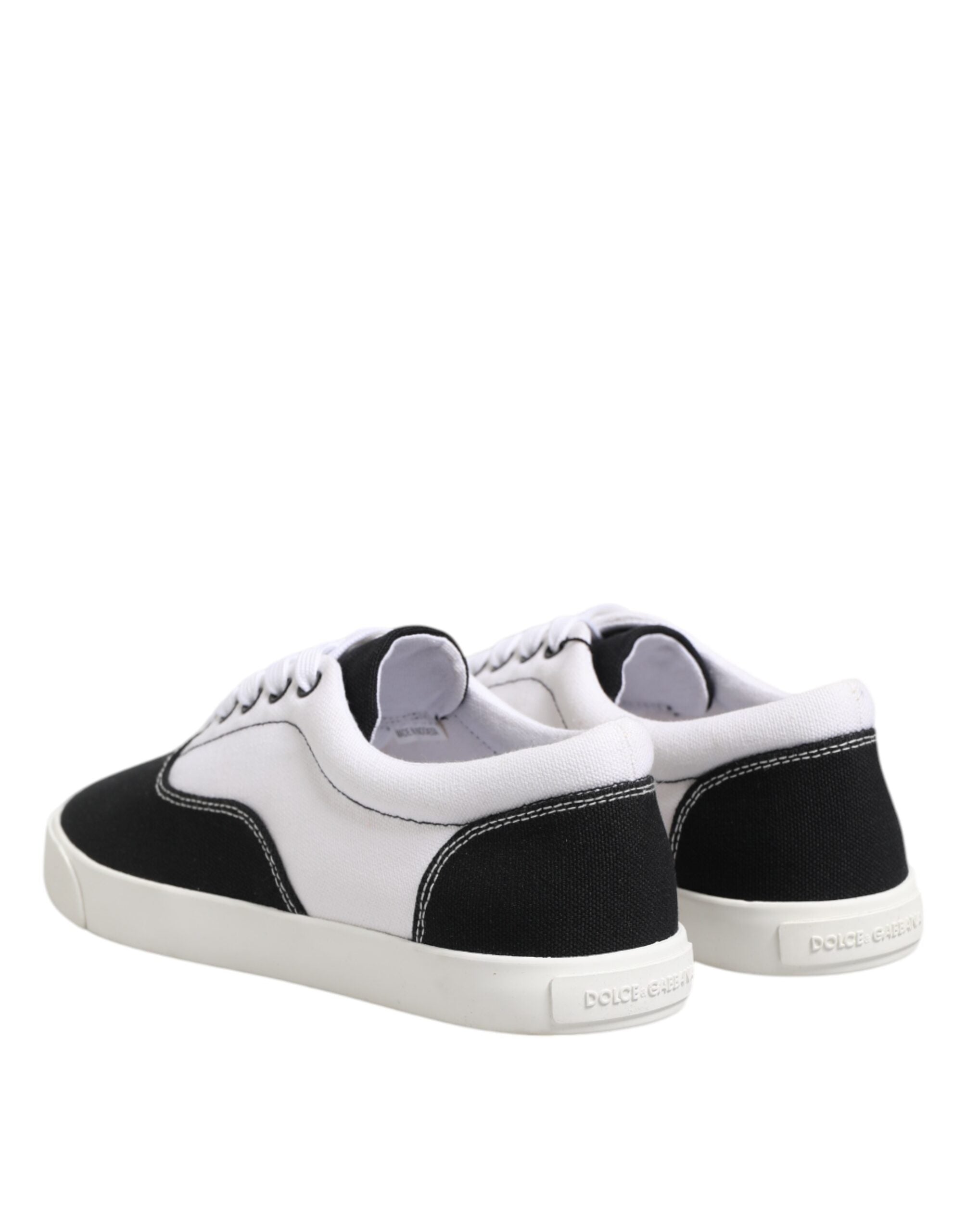 Dolce &amp; Gabbana Sorte Bomuldslærred Sneakers Med Snøre Til Herrer