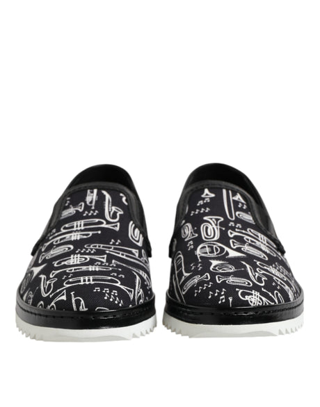 Dolce &amp; Gabbana Sorte Slip-On Printede Loafers Til Herrer
