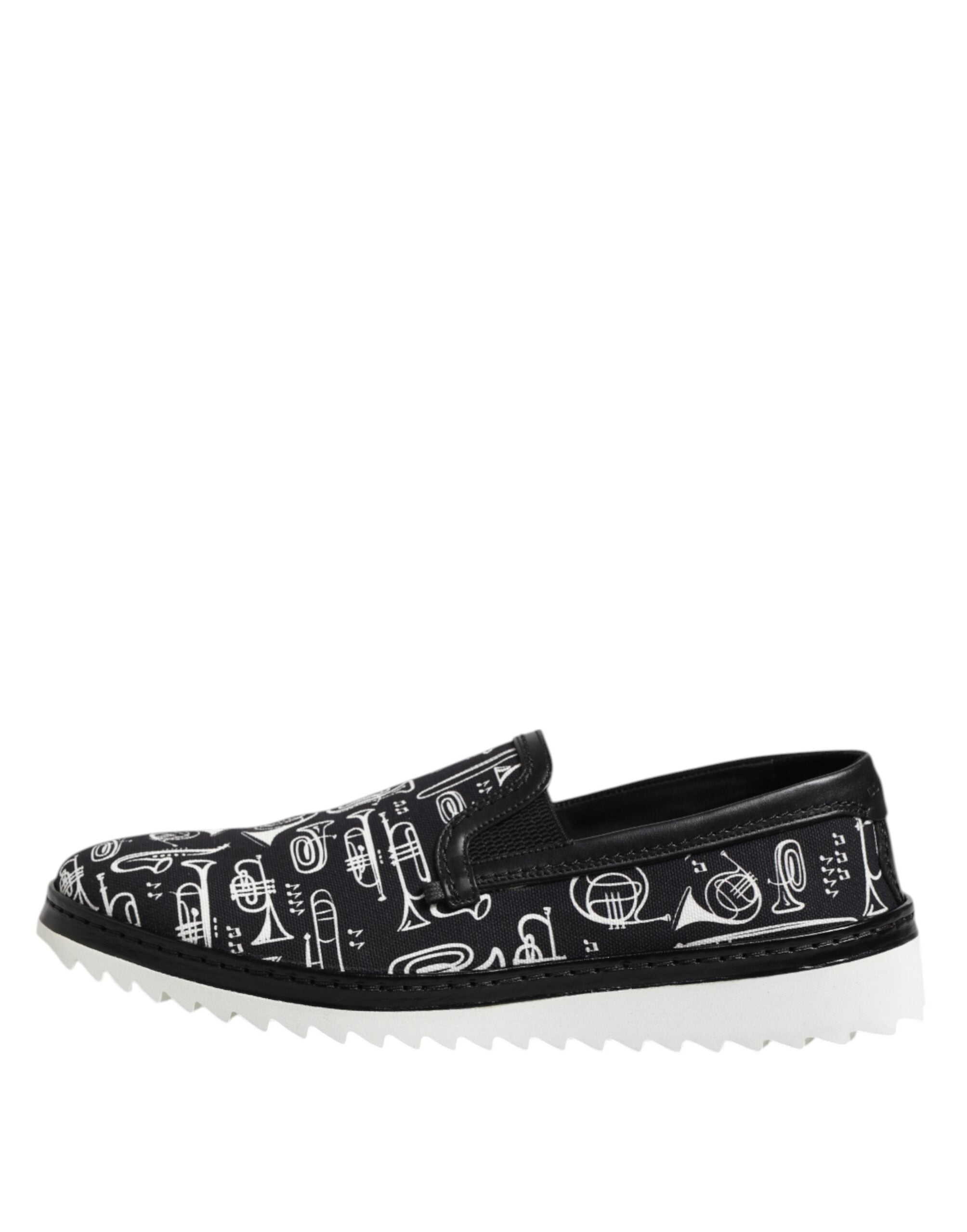 Dolce &amp; Gabbana Sorte Slip-On Printede Loafers Til Herrer