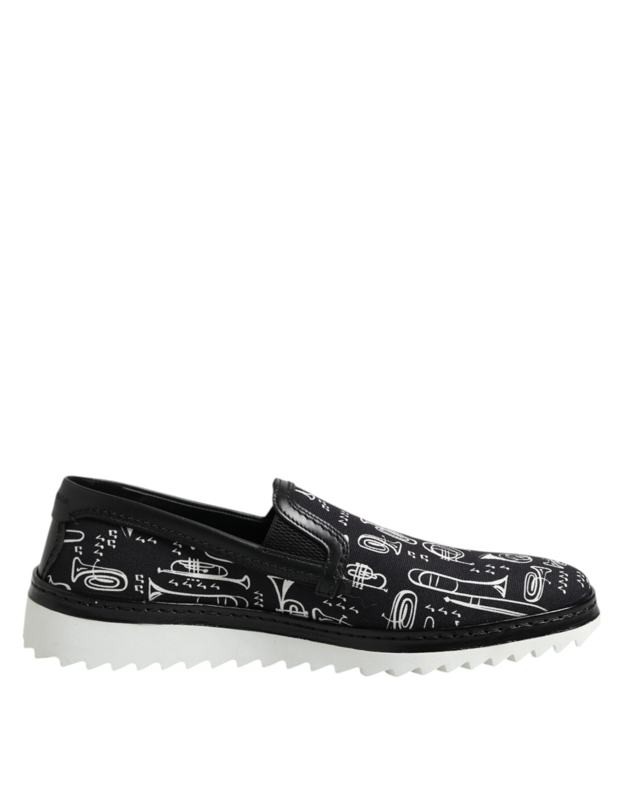Dolce &amp; Gabbana Sorte Slip-On Printede Loafers Til Herrer