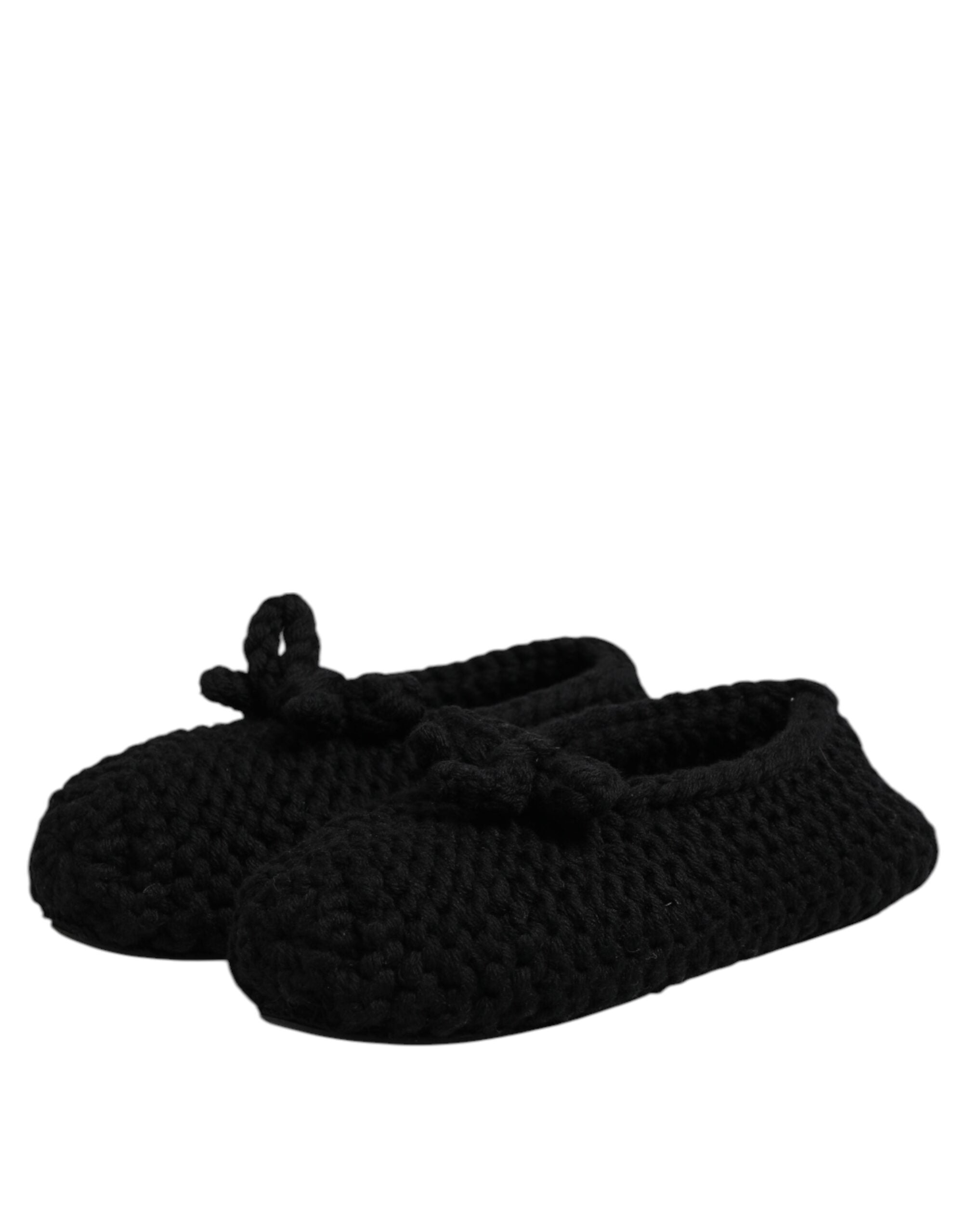 Dolce &amp; Gabbana Sorte Uld Slip On Flade Ballerinasko